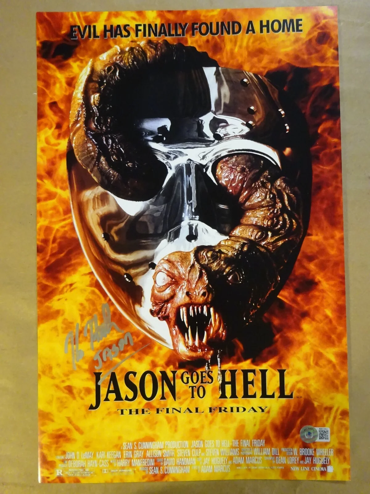Kane Hodder — Signed Kane Hodder Autographed Jason Goes To Hell 11"x17" Photo Beckett BAS COA, image 2