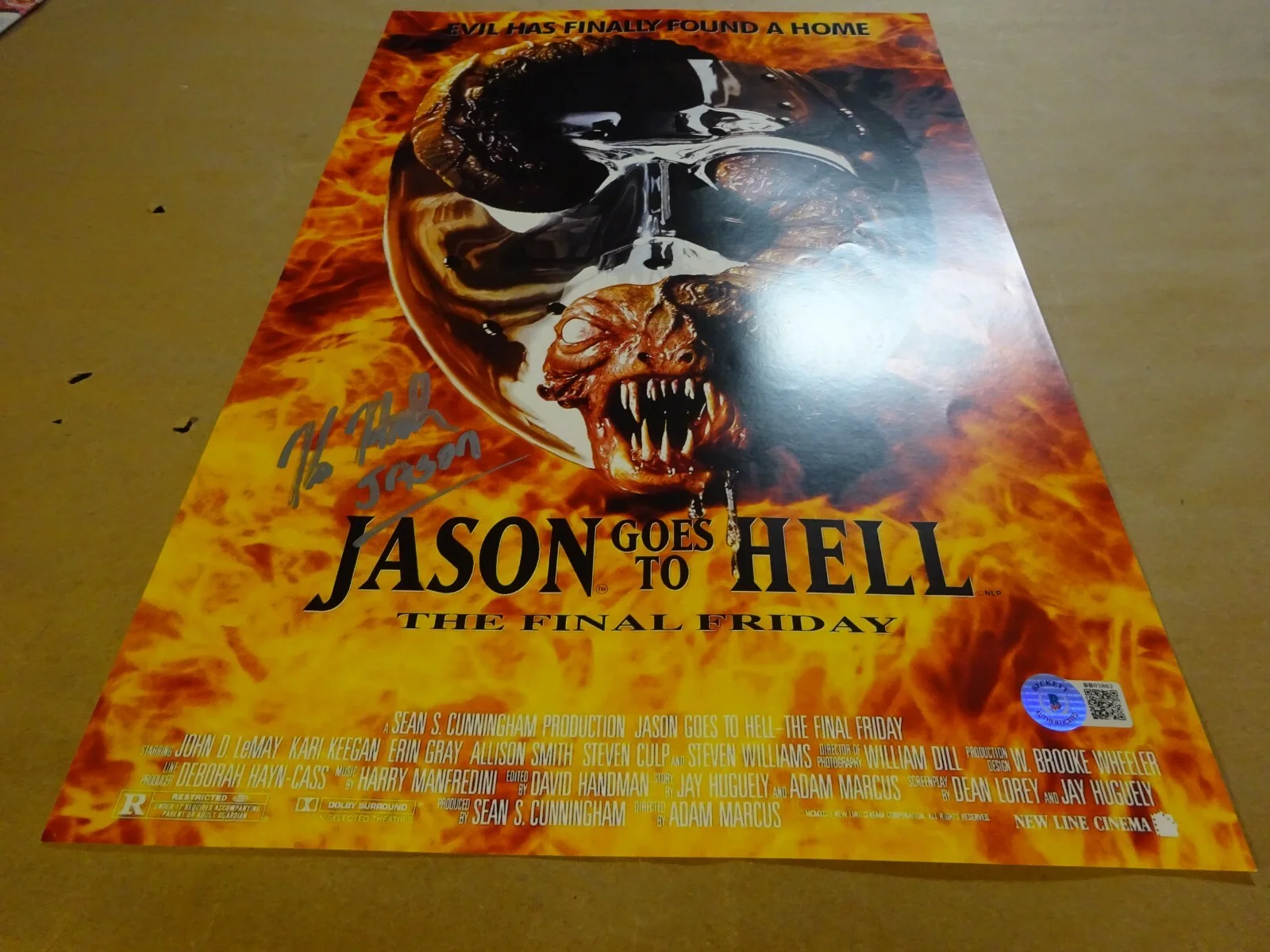 Kane Hodder — Signed Kane Hodder Autographed Jason Goes To Hell 11"x17" Photo Beckett BAS COA, image 3