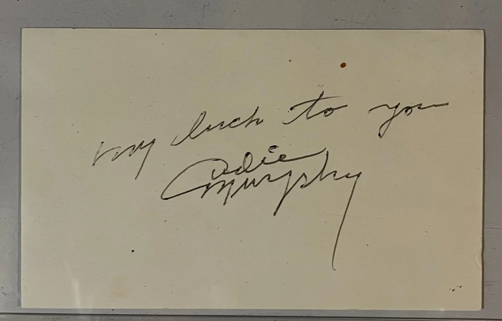 Audie Murphy Autographed Signed 3x5 Index Card COA!, image 2