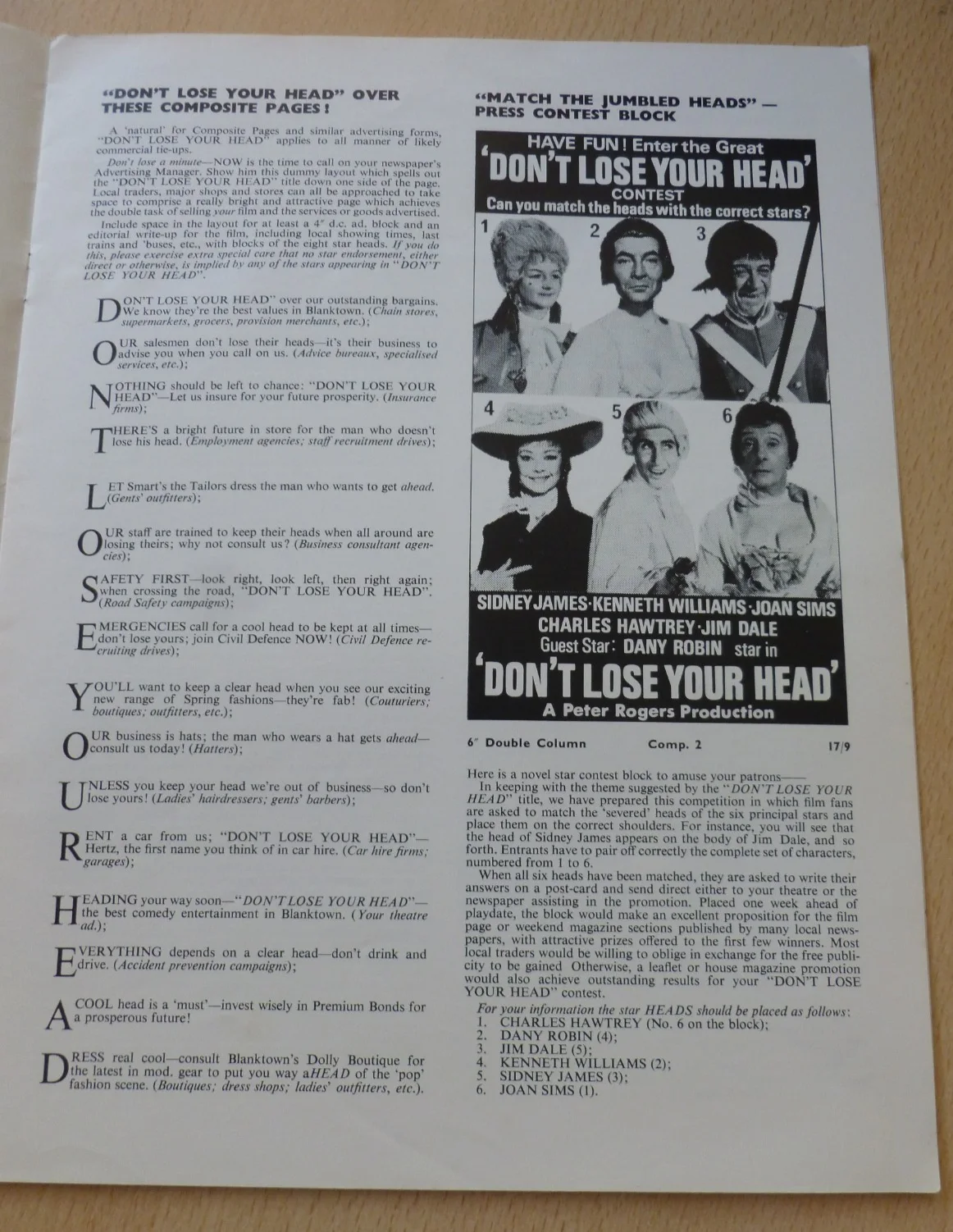 Carry On Don't Lose Your Head Press Book Sid James Jim Dale Kenneth Williams, image 3