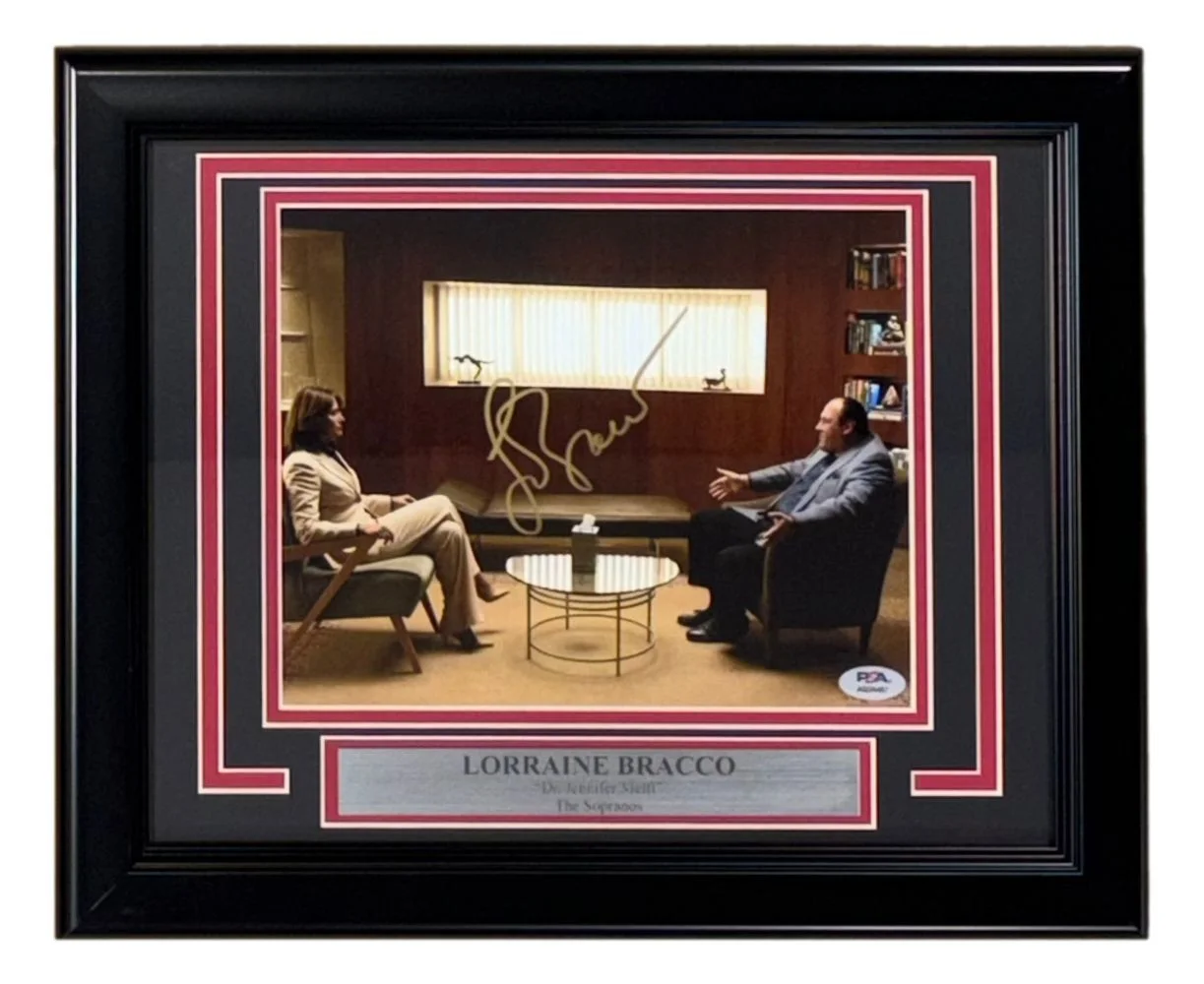 Lorraine Bracco — Lorraine Bracco Signed Framed 8x10 The Sopranos Photo w/ James Gandolfini PSA