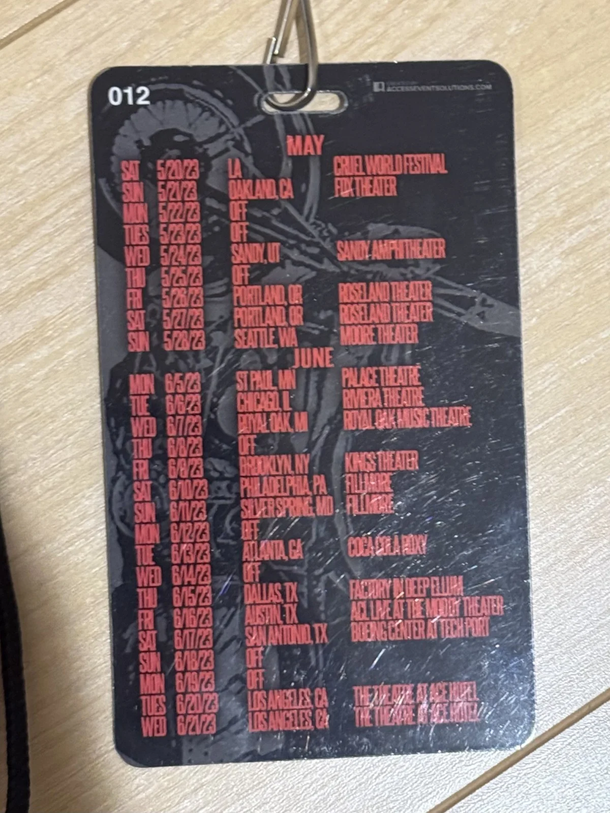 Love And Rockets 2023 Tour All Access Pass Signed by David J, image 5