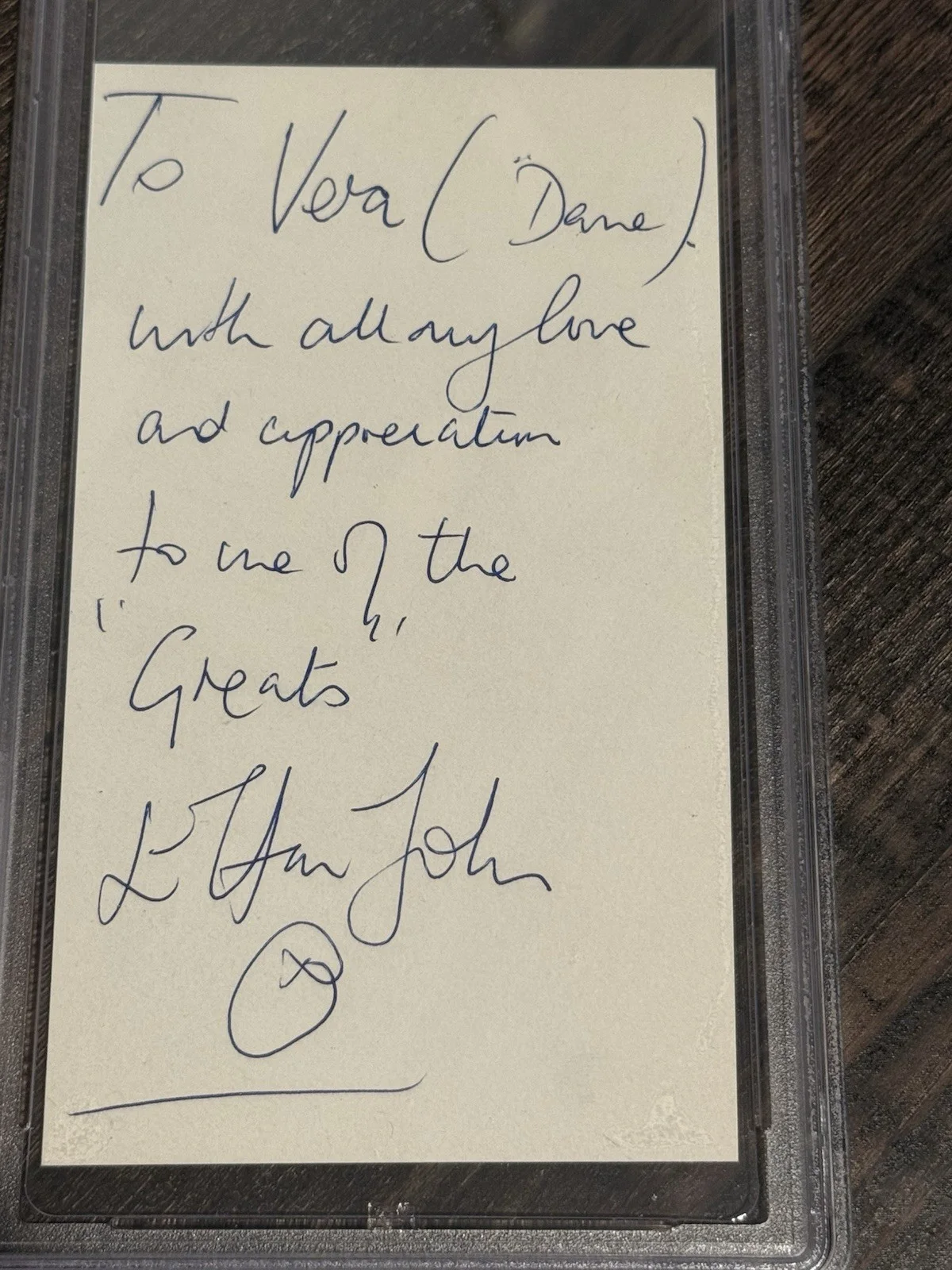 Elton John Signed Vintage Cut Note to Vera ‘Dame’ Lynn PSA Authentic Autograph, image 2