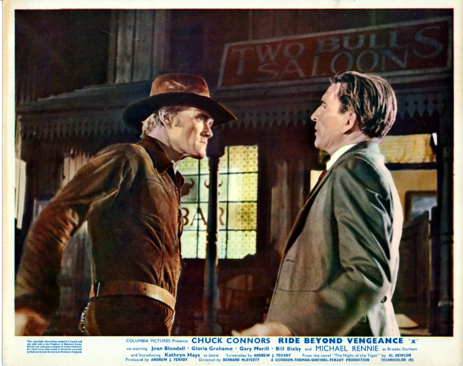 RIDE BEYOND VENGEANCE 1966 Chuck Connors, Michael Rennie UK 10x8 LOBBY SET, image 4