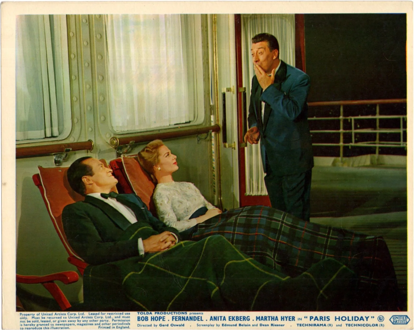 PARIS HOLIDAY 1957 Bob Hope, Fernandel, Anita Ekberg 7 10x8 LOBBY CARDS, изображение 2