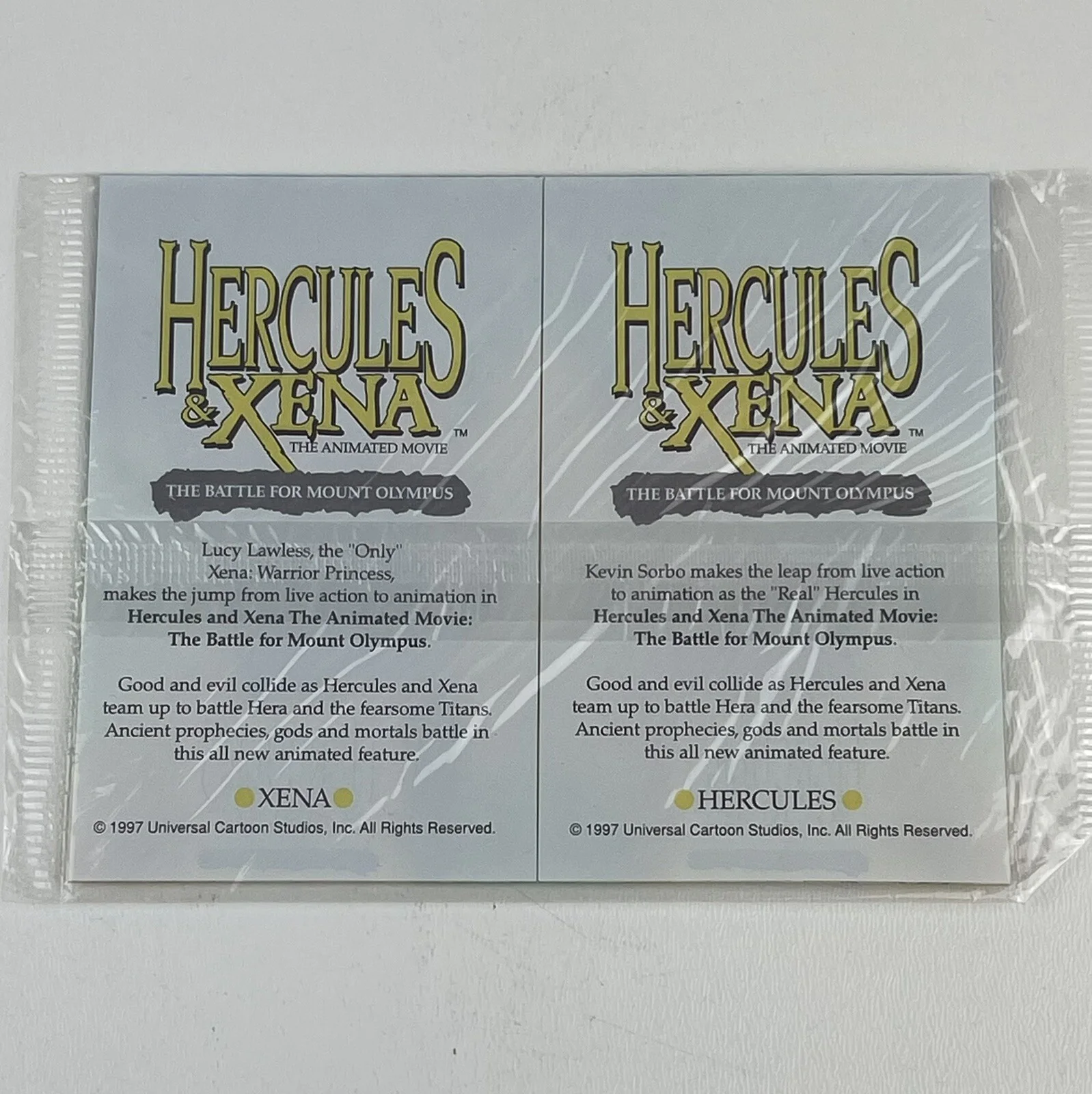 Hercules and Zena The Animated Movie Set of 2 Holographic Cards Sealed 1997, изображение 3