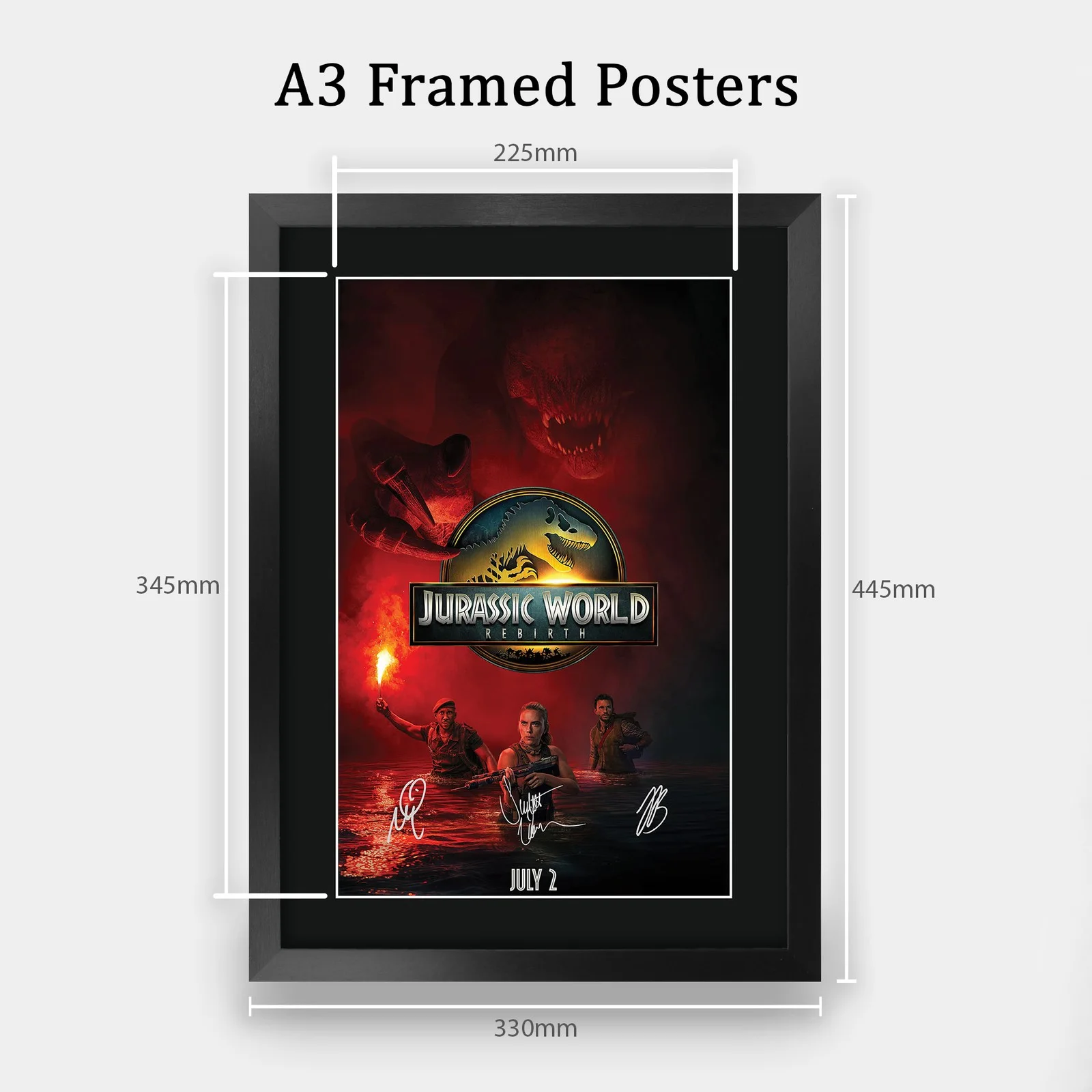 Jurassic World 4 Rebirth 2025 Framed A3 Movie Poster With Pre-Printed Autograph, изображение 2