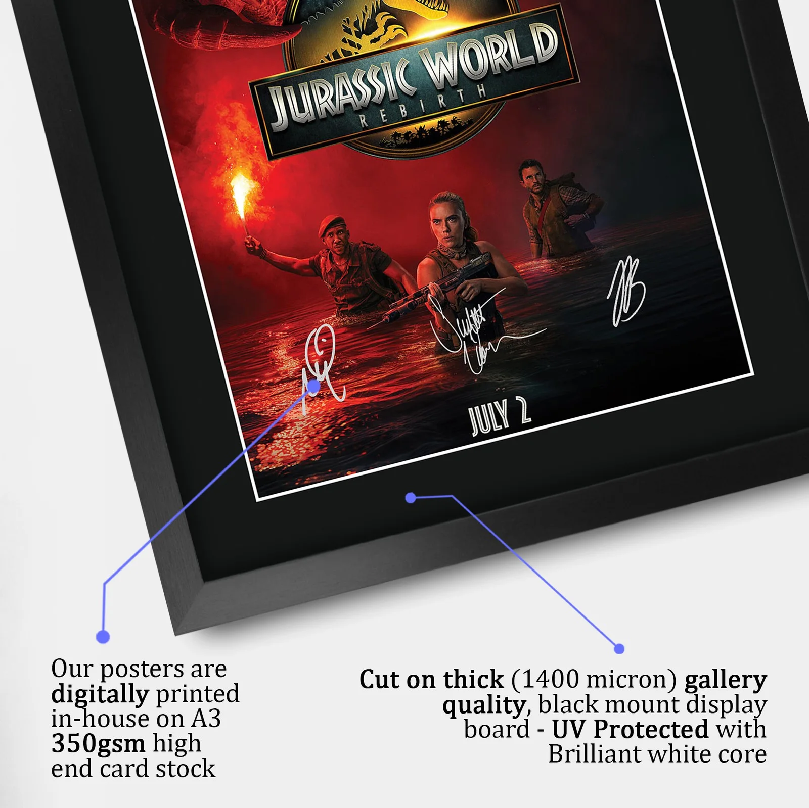 Jurassic World 4 Rebirth 2025 Framed A3 Movie Poster With Pre-Printed Autograph, изображение 4
