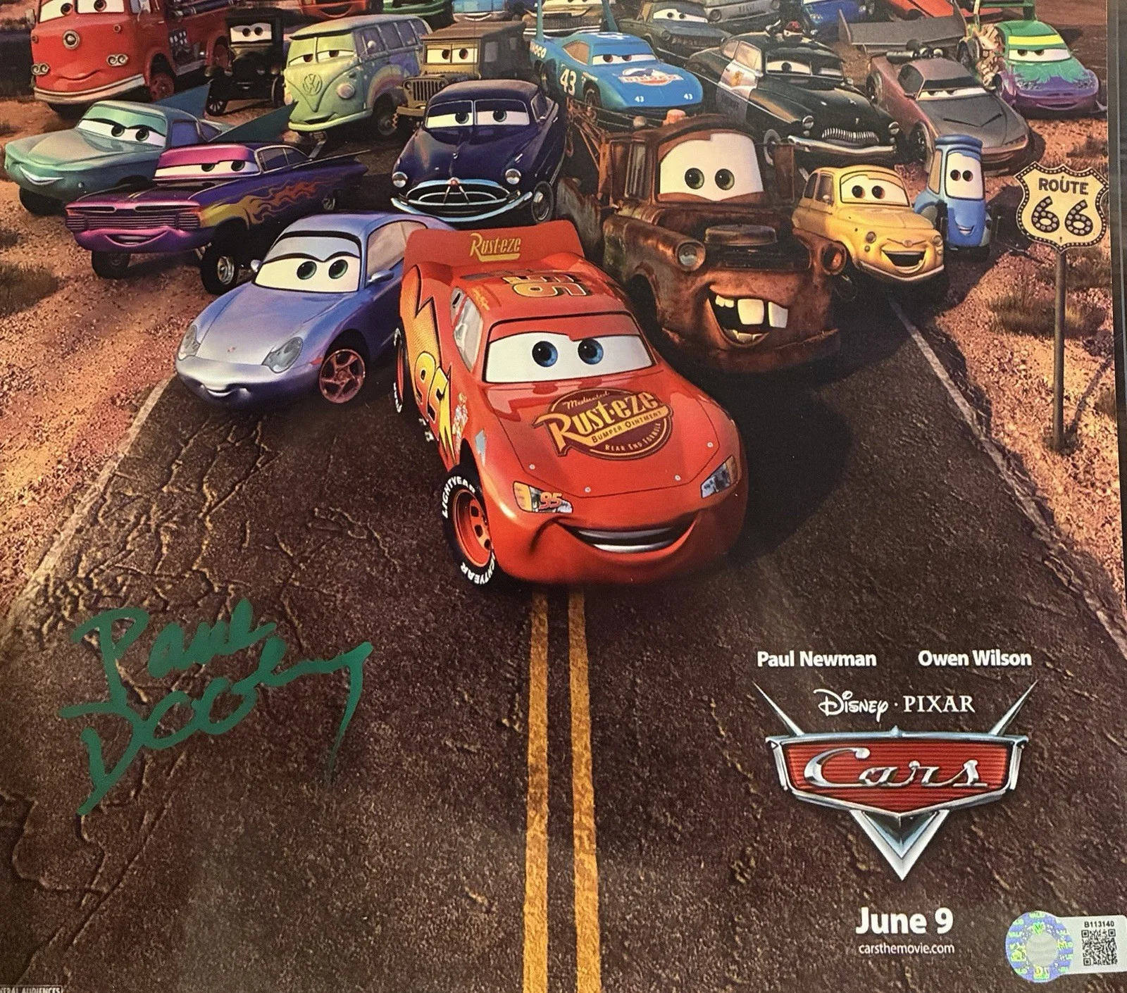 Paul Dooley — Paul Dooley Signed "Cars" 11x17 Movie Poster (Schwartz), изображение 2