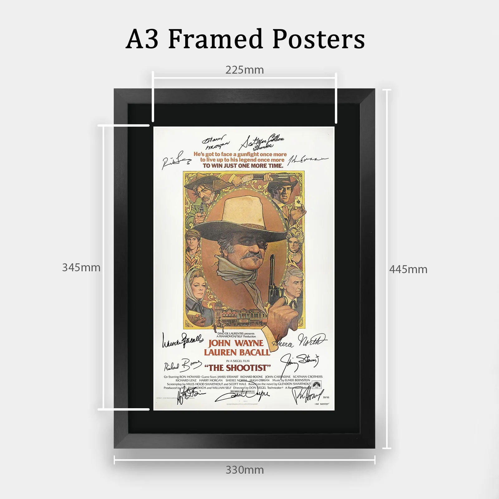 The Shootist 1976 Framed A3 Movie Poster Pre-Printed Autograph Gift for Fans, изображение 2
