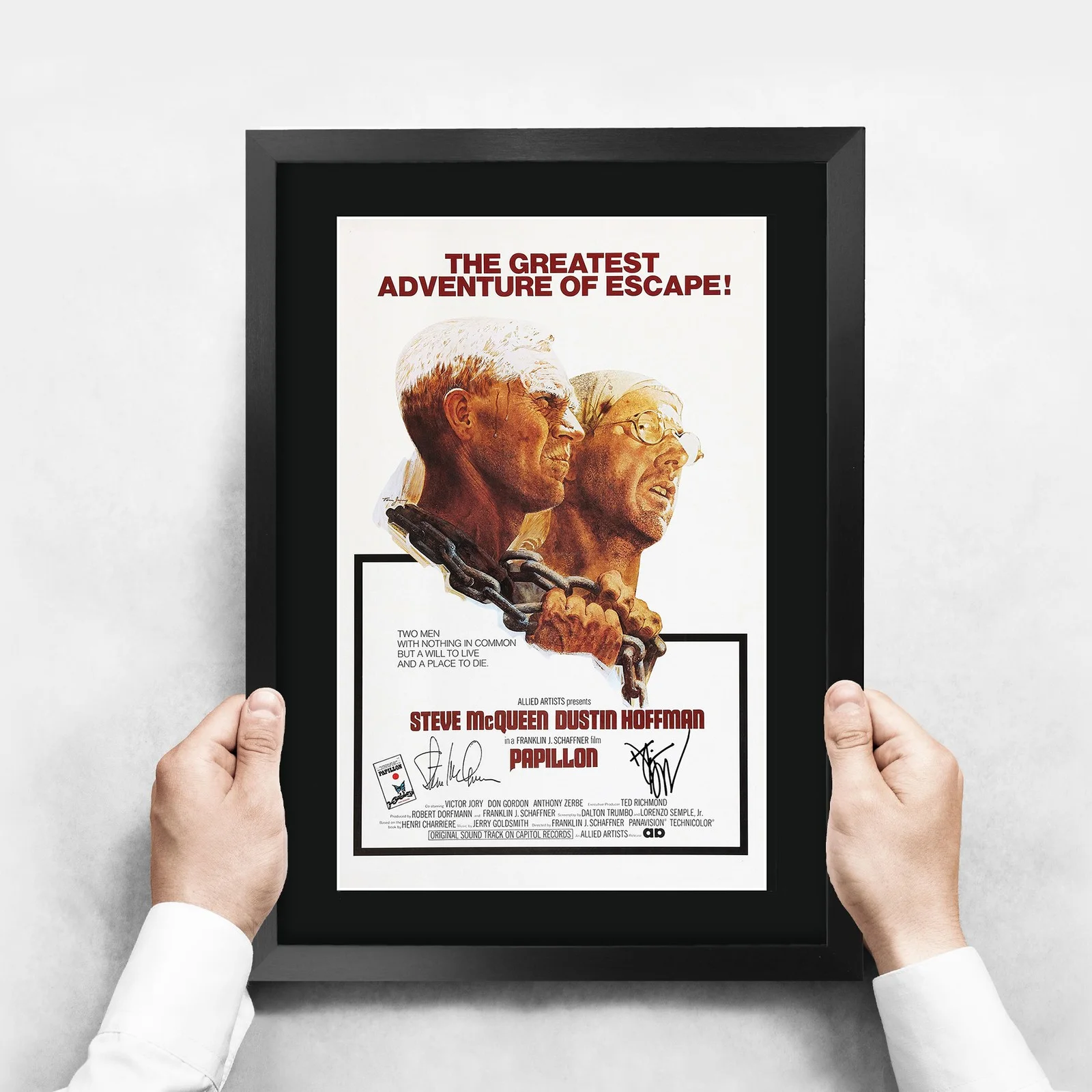Papillon 1973 Framed A3 Movie Poster With Pre-Printed Autograph Great Gift, image 3