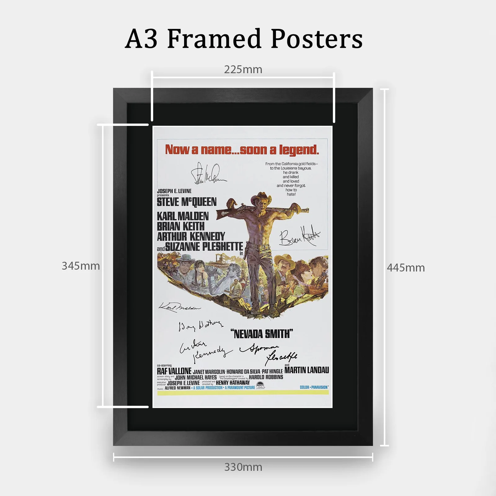 Nevada Smith 1966 Framed A3 Movie Poster With Pre-Printed Autograph Gift Idea, image 2