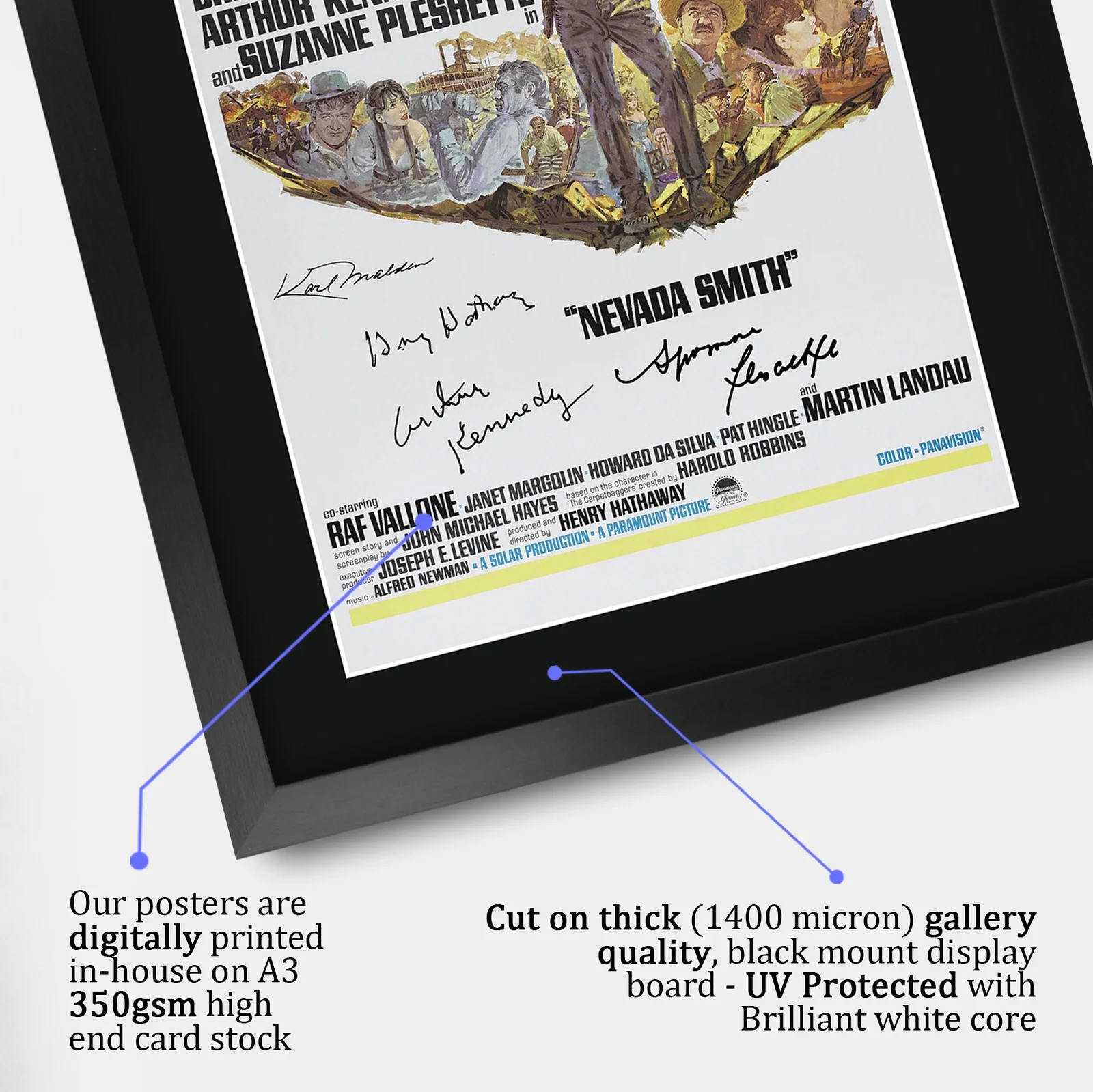 Nevada Smith 1966 Framed A3 Movie Poster With Pre-Printed Autograph Gift Idea, image 4