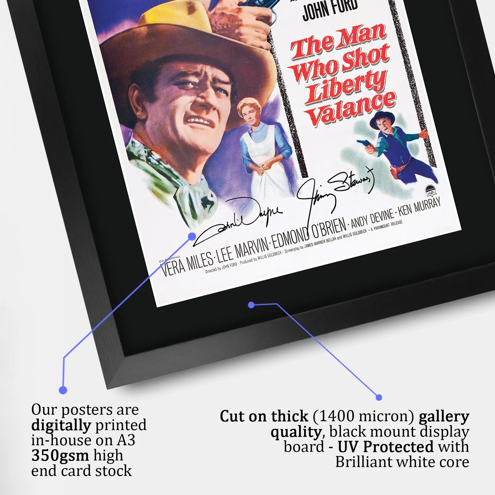 The Man Who Shot Liberty Valance 1962 Framed A3 Movie Poster Pre-Printed, изображение 4