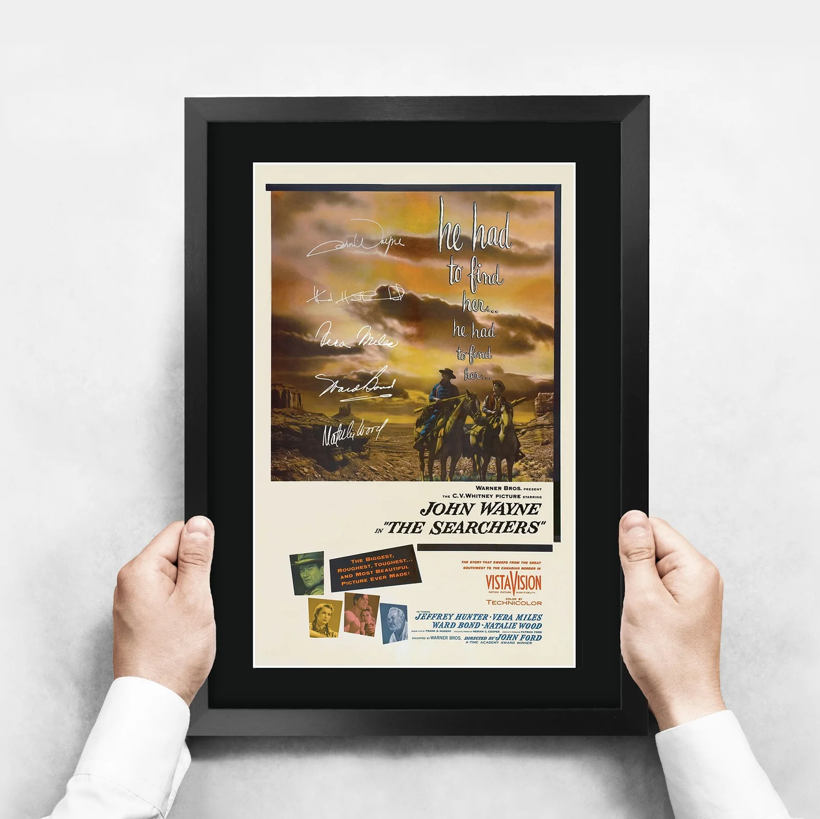 The Searchers 1956 Framed A3 Movie Poster with Pre-Printed Autograph Gift Idea, image 3