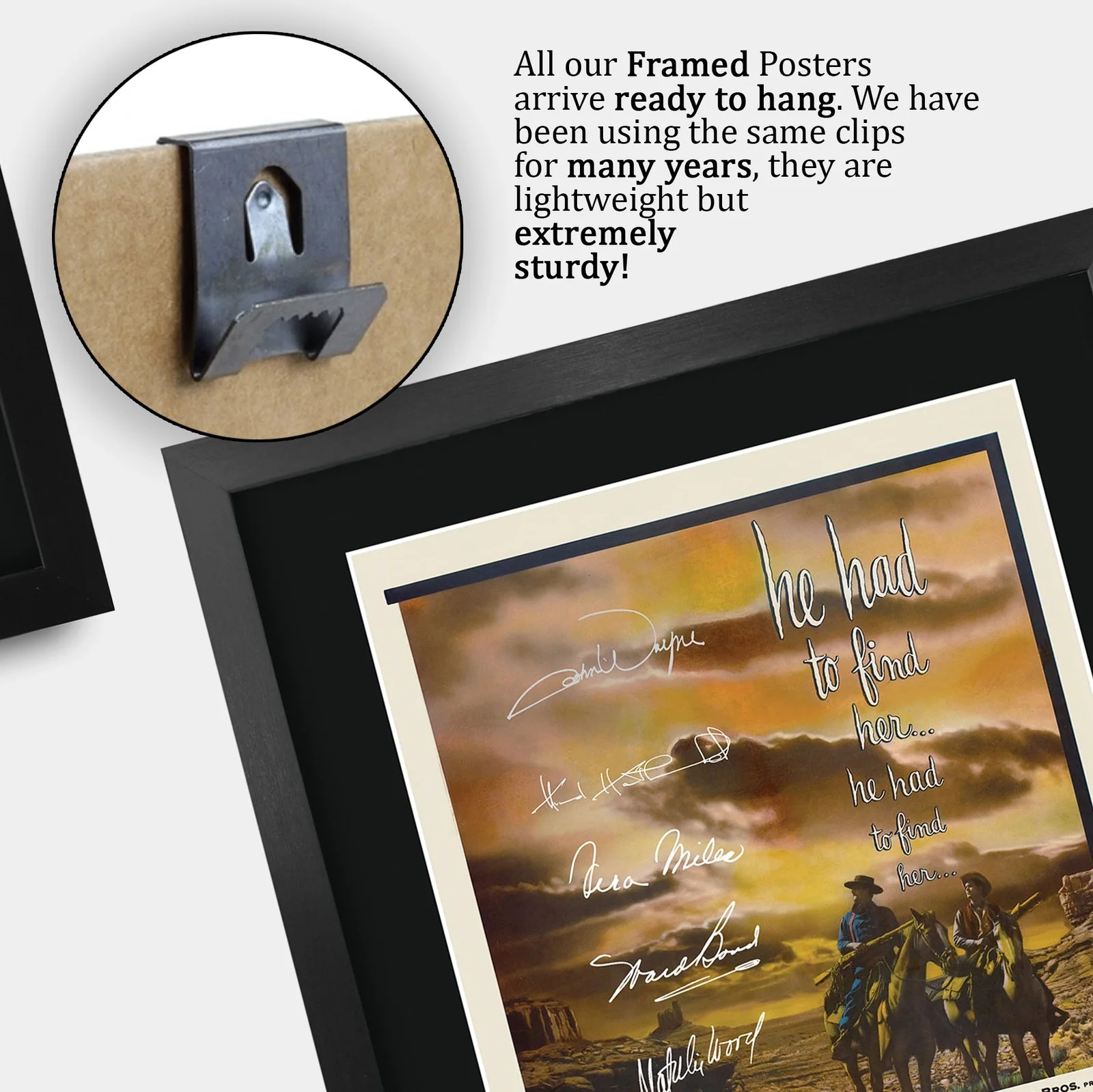 The Searchers 1956 Framed A3 Movie Poster with Pre-Printed Autograph Gift Idea, image 5