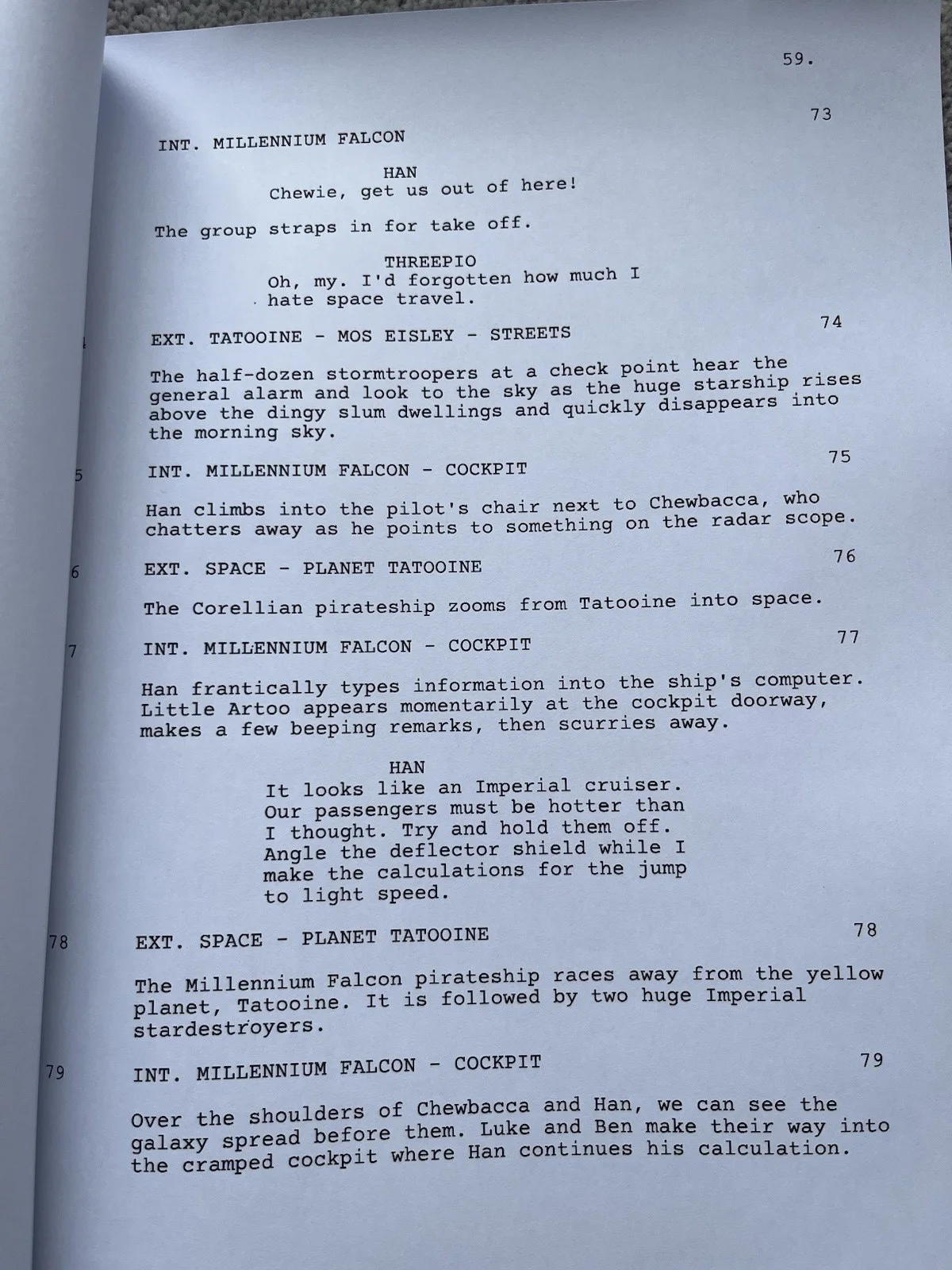 Star Wars IV A New Hope Film Script / Screenplay. Carrie Fisher, Mark Hamill., image 2