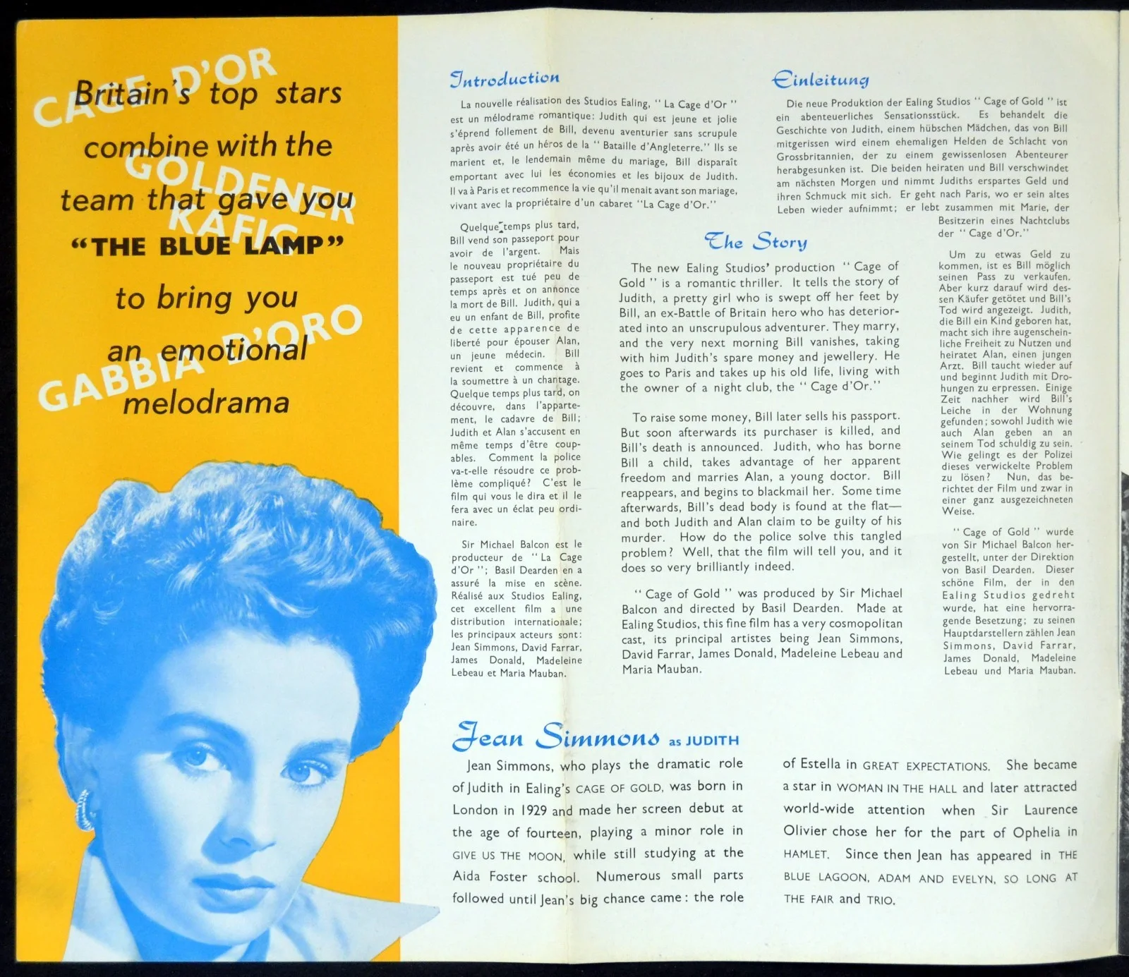 CAGE OF GOLD 1950 Jean Simmons, David Farrar, Herbert Lom EALING PRESSBOOK, image 2