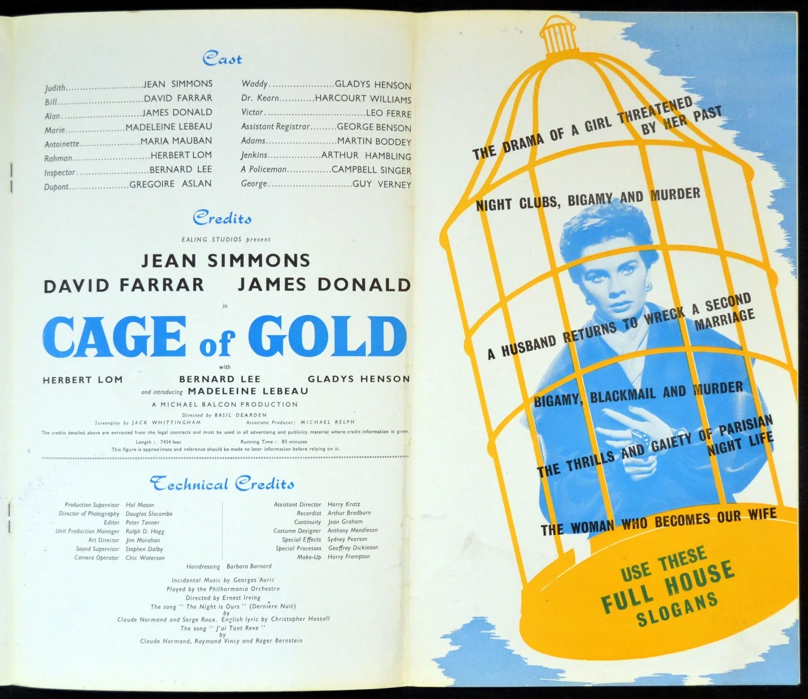 CAGE OF GOLD 1950 Jean Simmons, David Farrar, Herbert Lom EALING PRESSBOOK, image 4