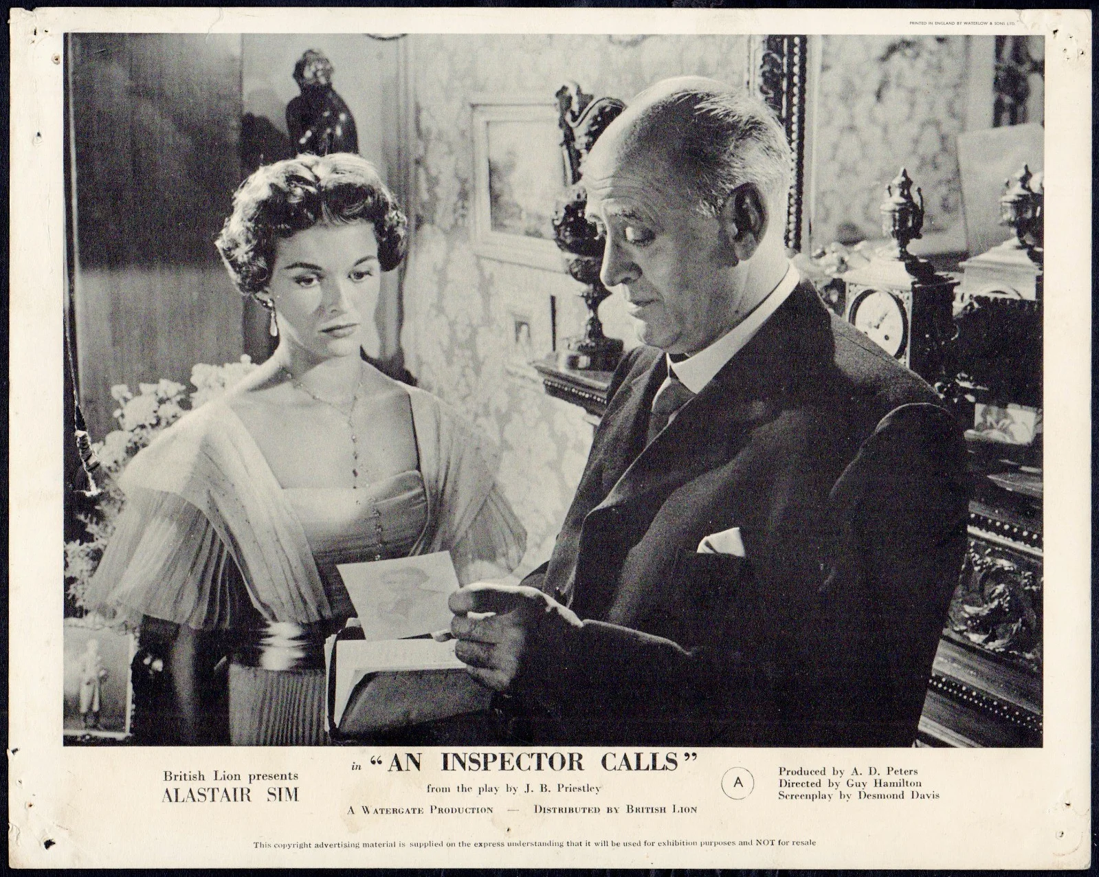 INSPECTOR CALLS 1954 Alastair Sim, Brian Worth Eileen Moore UK 10x8 LOBBY SET, изображение 3