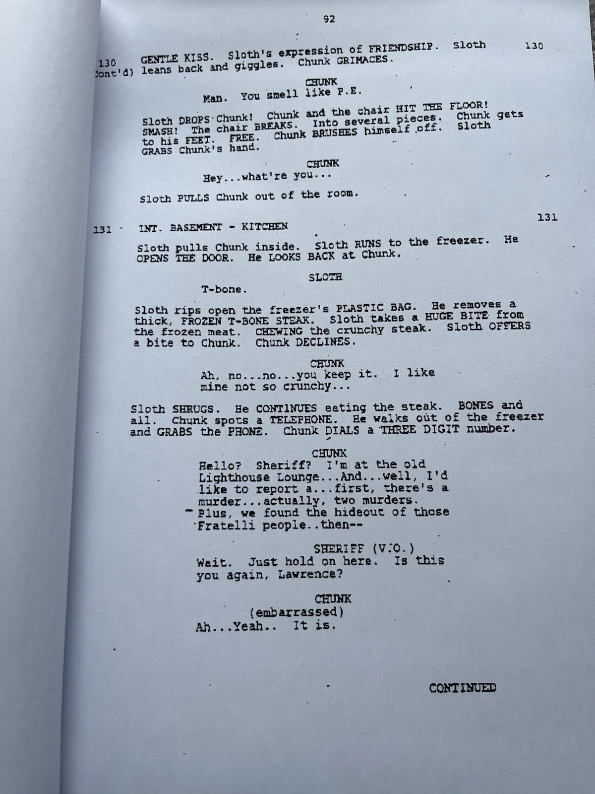 The Goonies Film Screenplay/ Script. Josh Brolin Corey Feldman, Sean Astin., image 2
