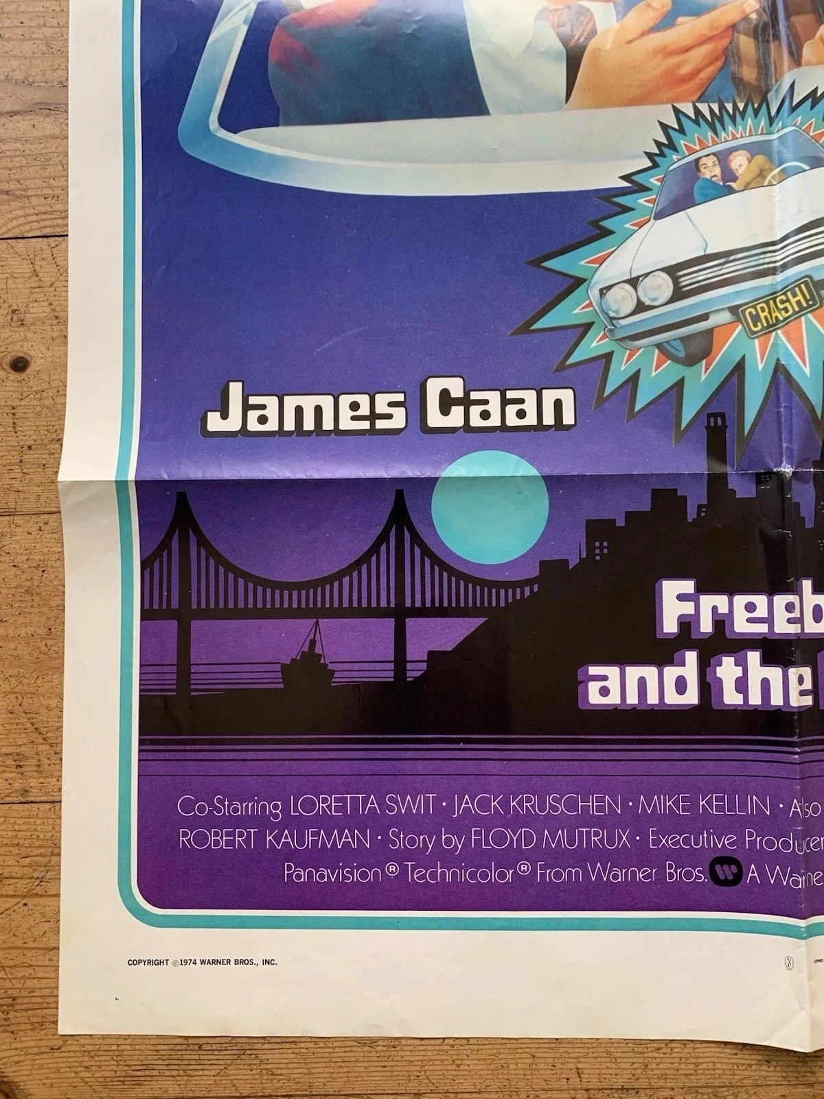 ORIGINAL 1974 FREEBIE & THE BEAN 1 SHEET FILM POSTER JAMES CAAN PRINTED USA VGC, изображение 3