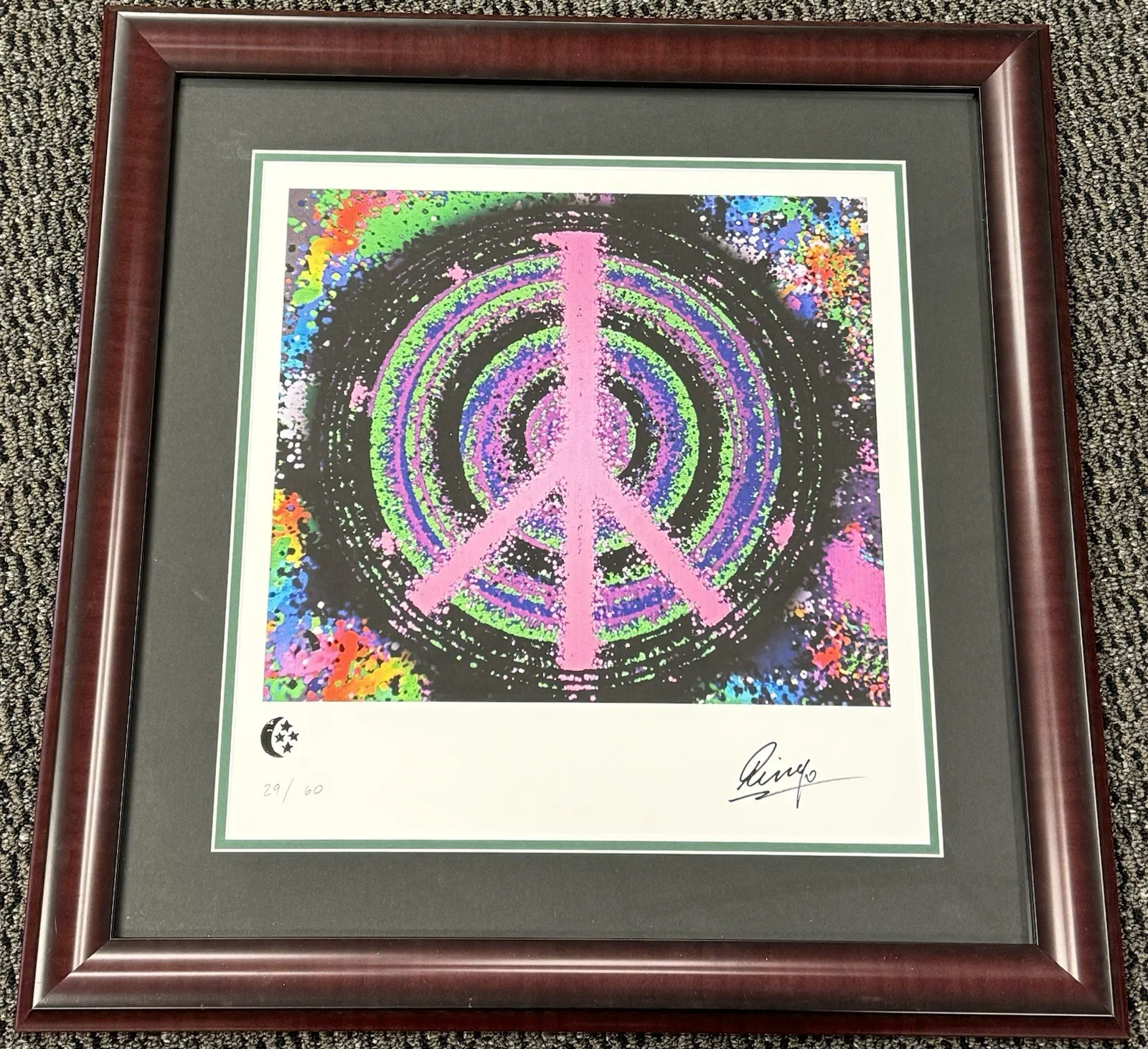 Beatles Ringo Starr Signed Pink Peace Giclee Art Print Framed LE #/60 JSA LOA, image 2