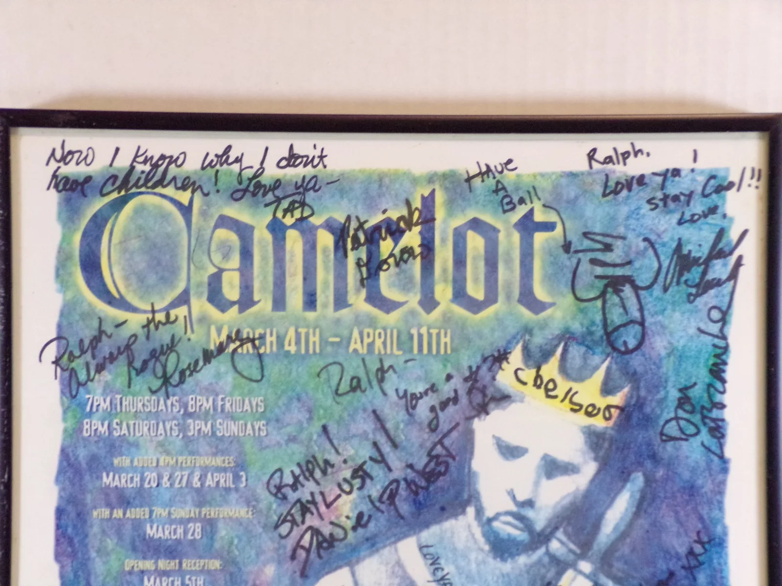 Camelot March/April 1999 Seacoast Theater Poster 17x11 AUTOGRAPHED BY CAST w/COA, изображение 2