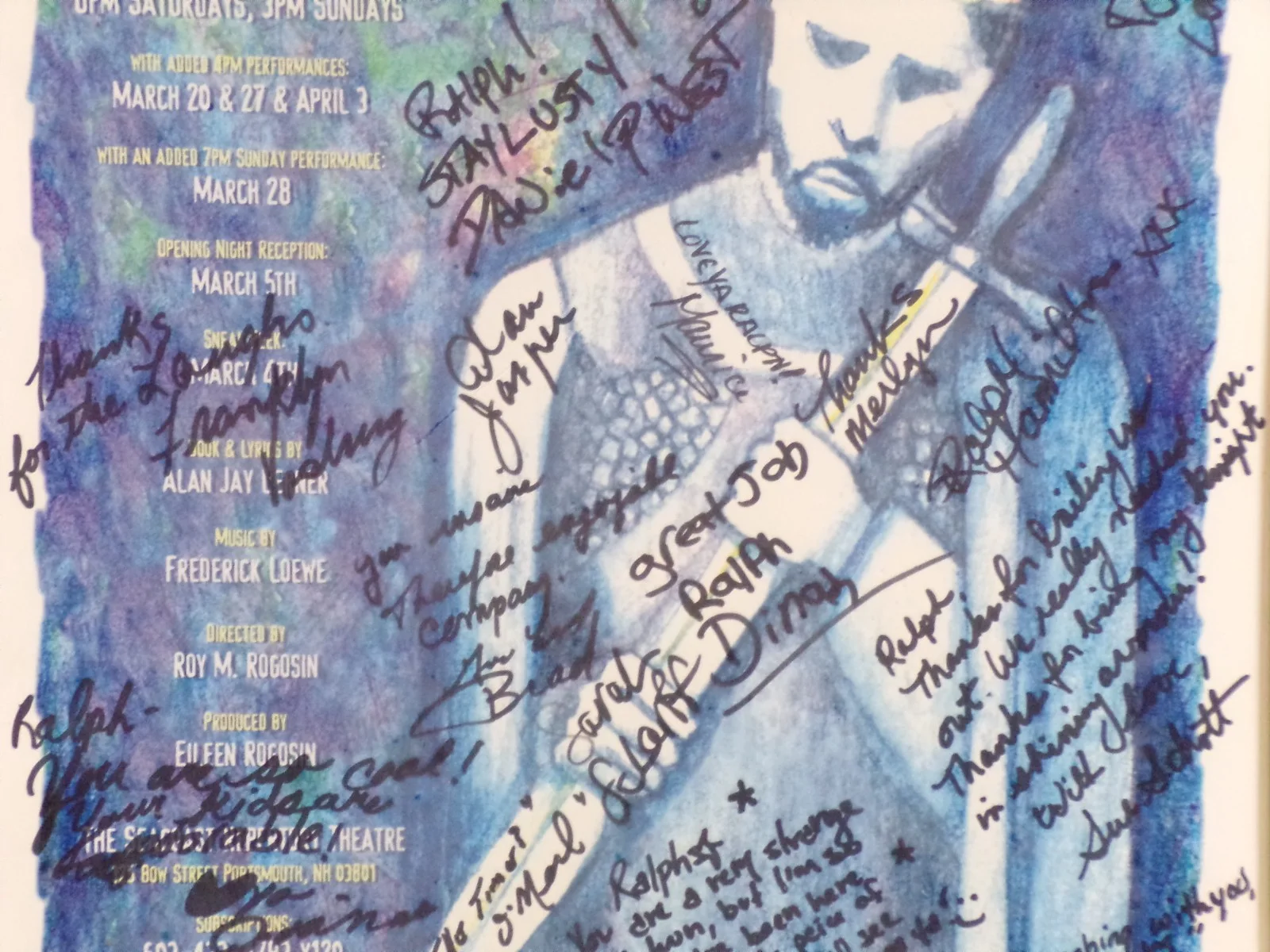 Camelot March/April 1999 Seacoast Theater Poster 17x11 AUTOGRAPHED BY CAST w/COA, изображение 3