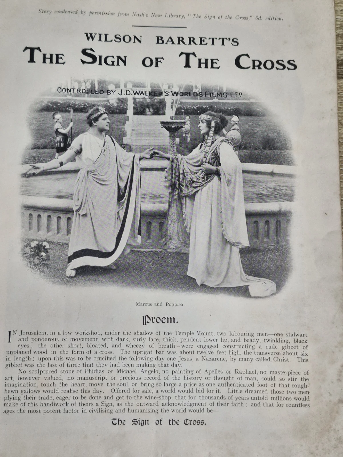 RARE 1914 SILENT FILM PROGRAMME "SIGN OF THE CROSS" J.D.WALKER'S, изображение 5