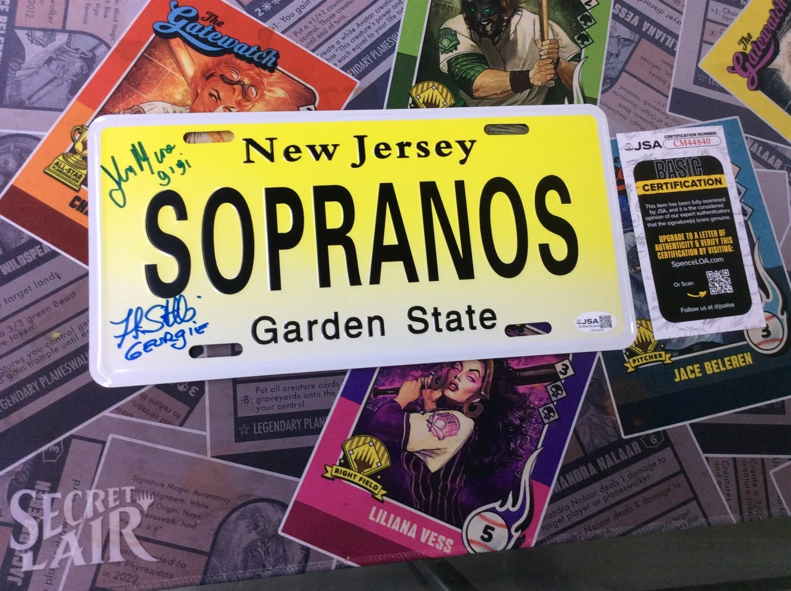 John Fiore — John Fiore & Frank Santorelli Sopranos Authentic Signed License Plate JSA COA