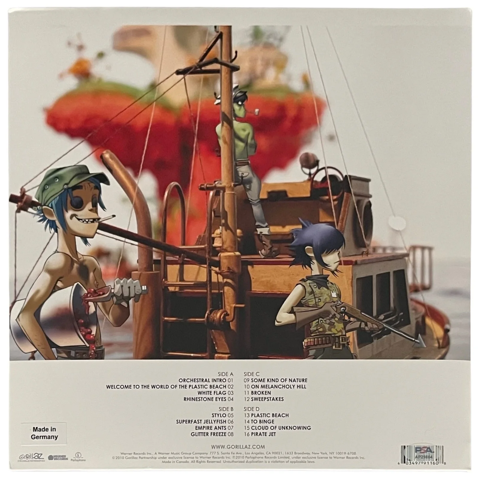 DAMON ALBARN SIGNED GORILLAZ PLASTIC BEACH VINYL RECORD PSA AP29864, image 2