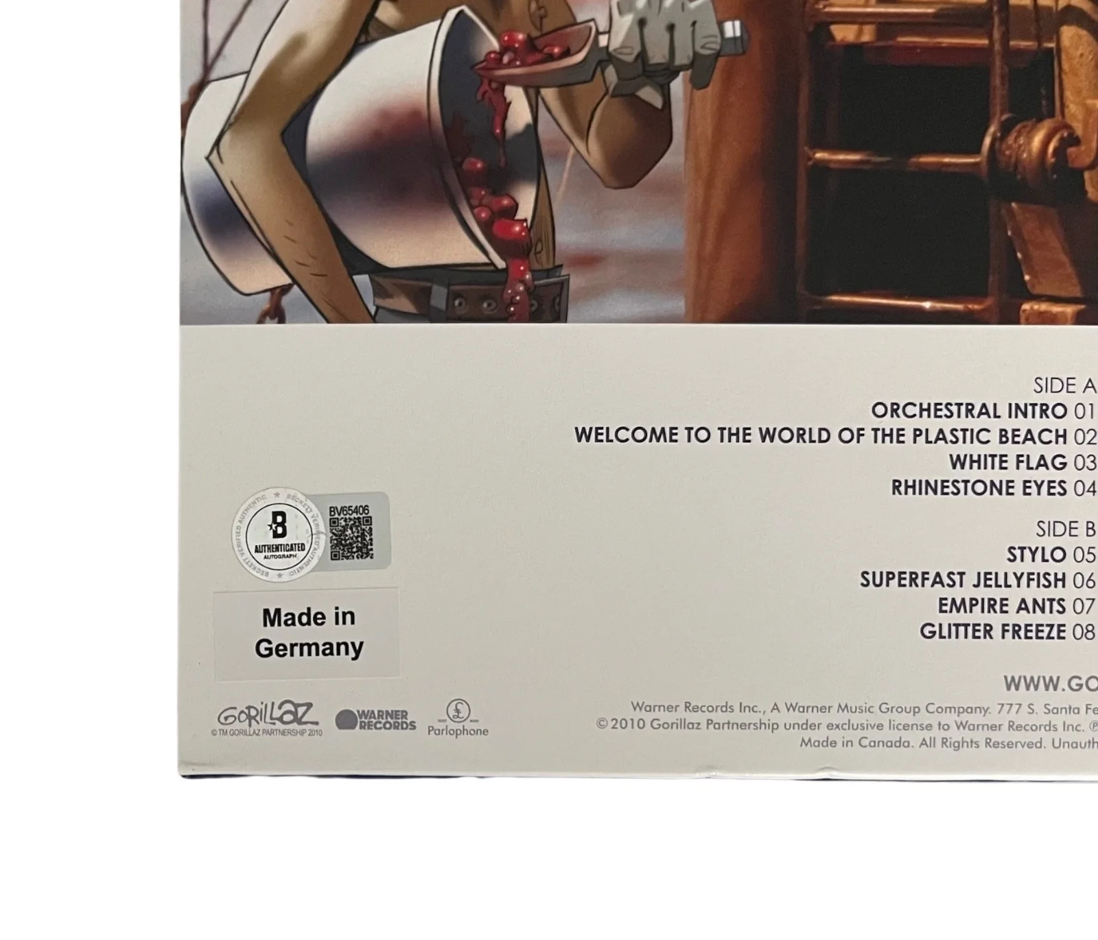 DAMON ALBARN SIGNED GORILLAZ PLASTIC BEACH VINYL RECORD BECKETT BV65406, изображение 3