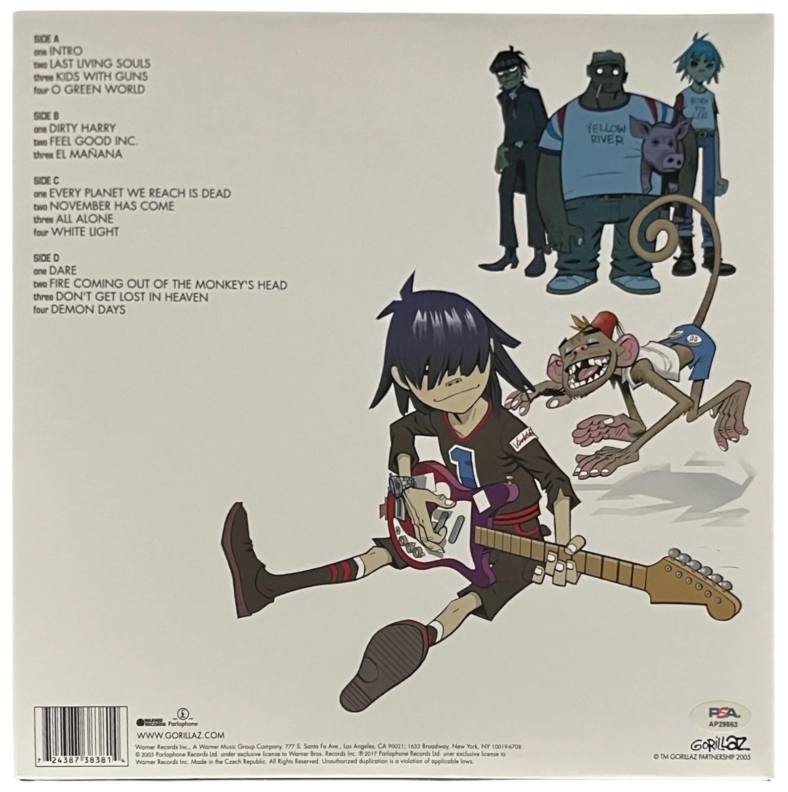 DAMON ALBARN SIGNED GORILLAZ DEMON DAYS VINYL RECORD PSA AP29863, image 2