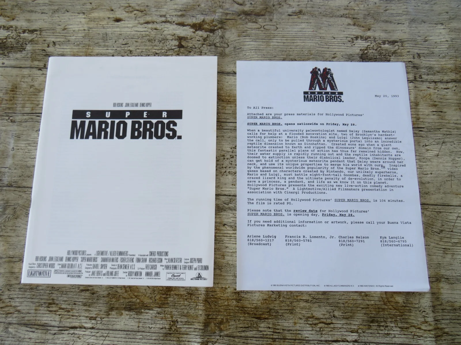 SUPER MARIO BROS. ORIGINAL 1993 CINEMA FILM PRESS KIT Bob Hoskins 9 PHOTOS, изображение 3
