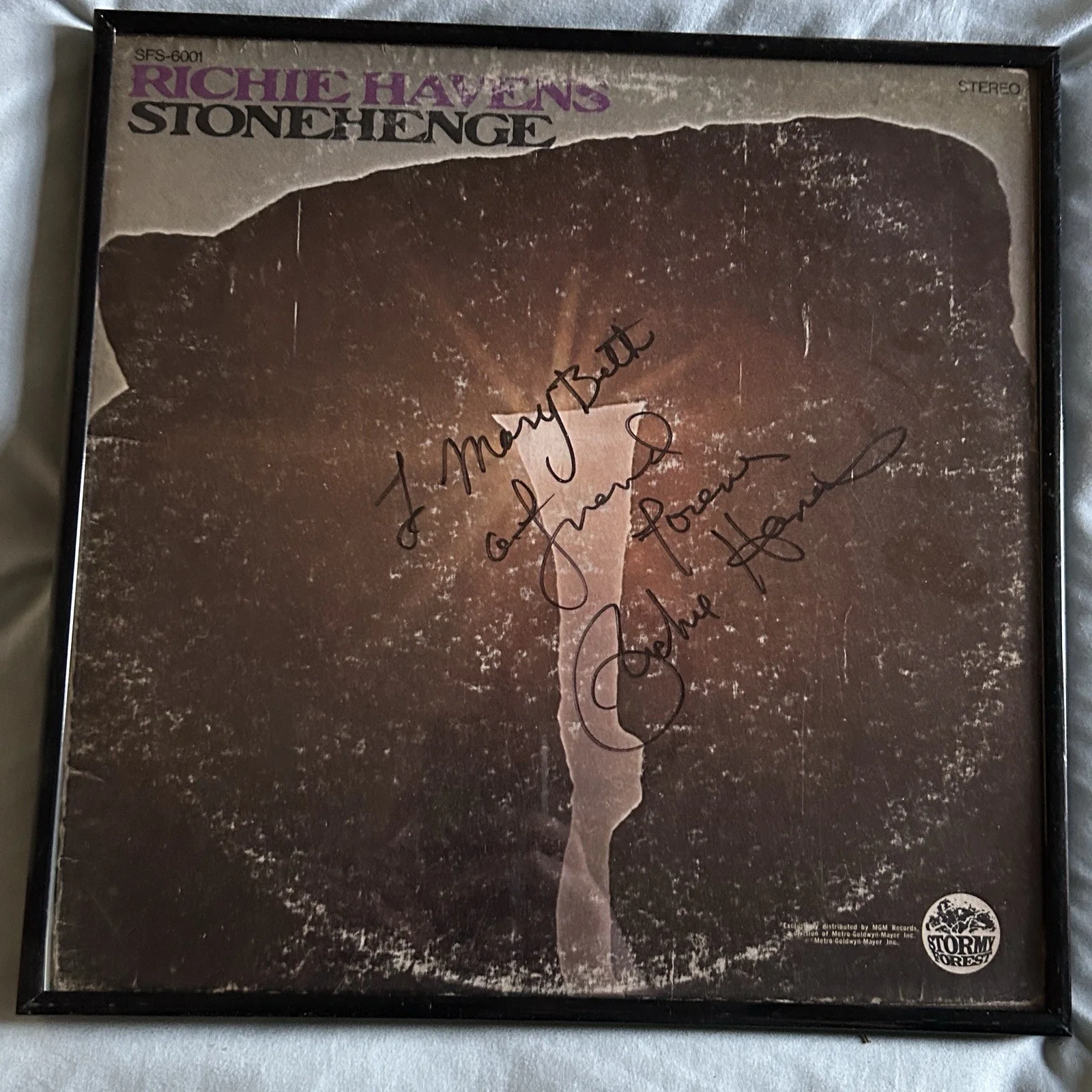 Richie Havens "Stonehenge" Signed Record w/ Autographed Album Cover, image 2