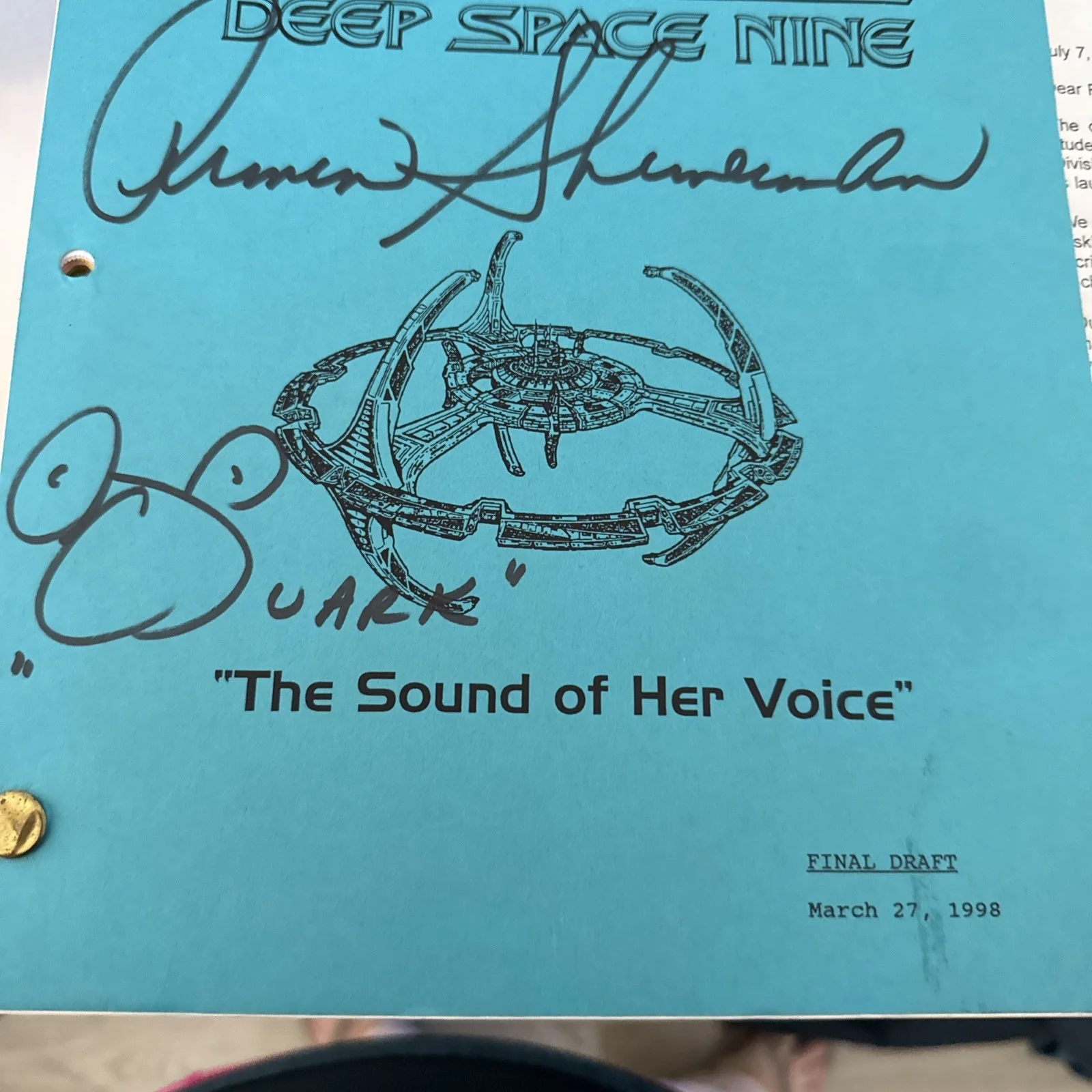 Armin Shimerman — Armin Shimerman Quark Signed Deep Space Nine Script 1998 & Signed Letter, изображение 4