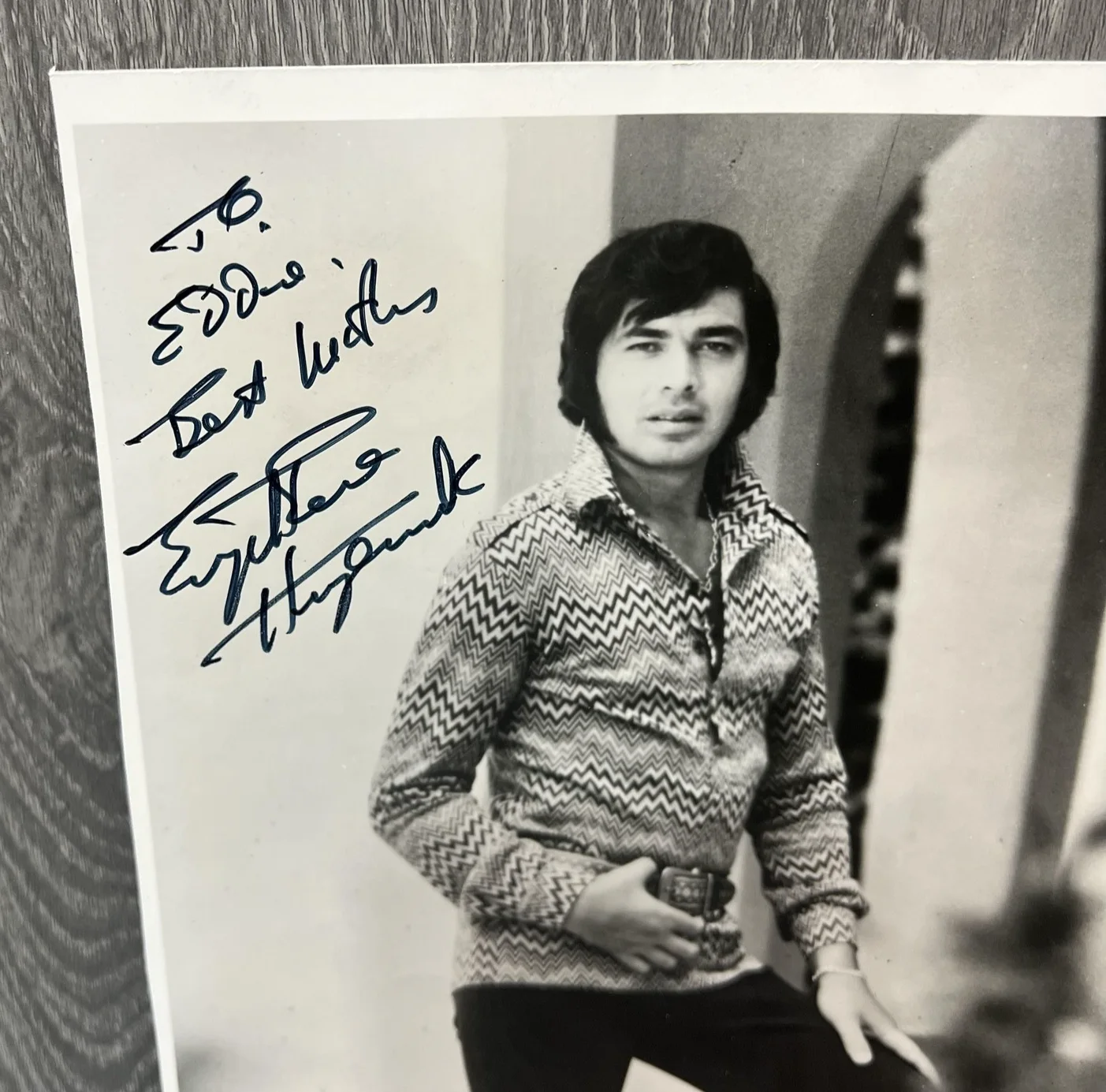 Vintage Engelbert Humperdinck Black White Photo Portrait Inscription Autographed, изображение 2