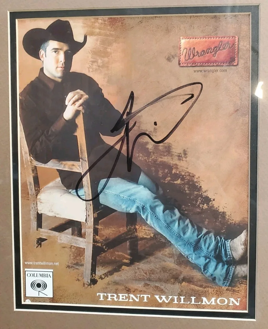 Framed & Matted Autographed Trent Willmon Wrangler Photo JSA COA Music Tickets, image 2