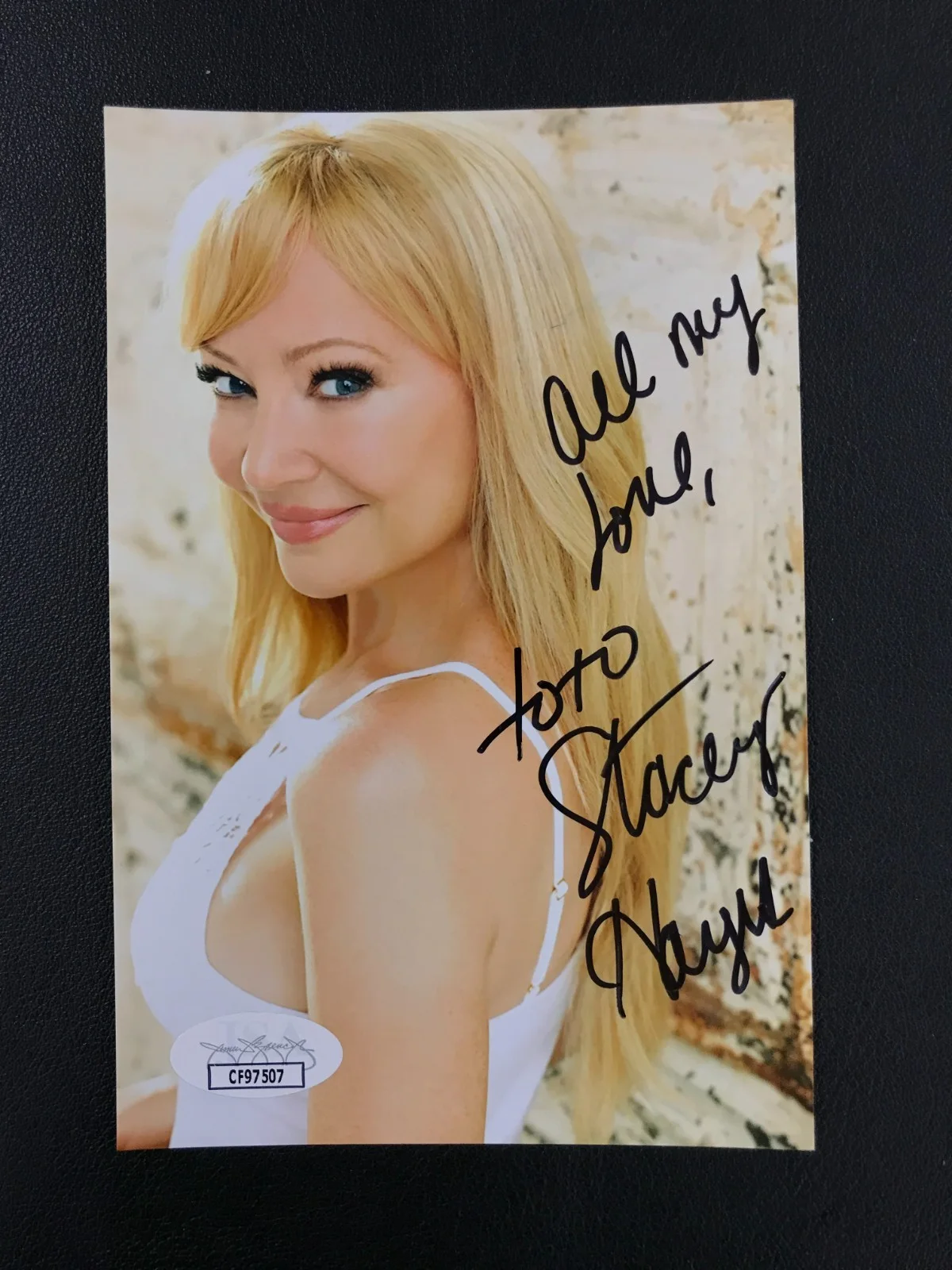 Stacey Hayes — Stacey Hayes Signed 4x6 Color Photograph JSA w/COA Film TV Actress & Model AUTO!, изображение 2