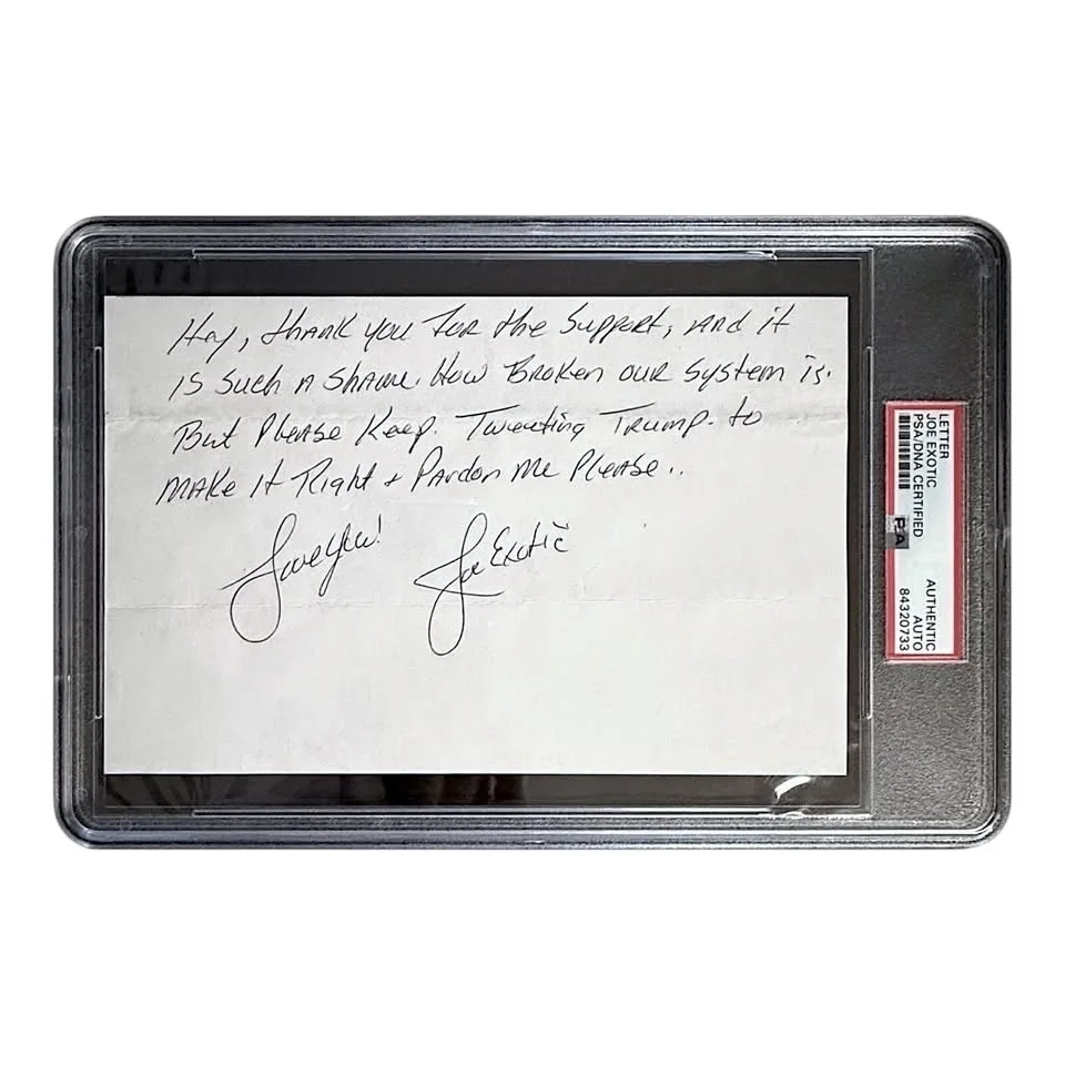 Joe Exotic — Joe Exotic The Tiger King Handwritten Signed Letter From Prison Trump PSA