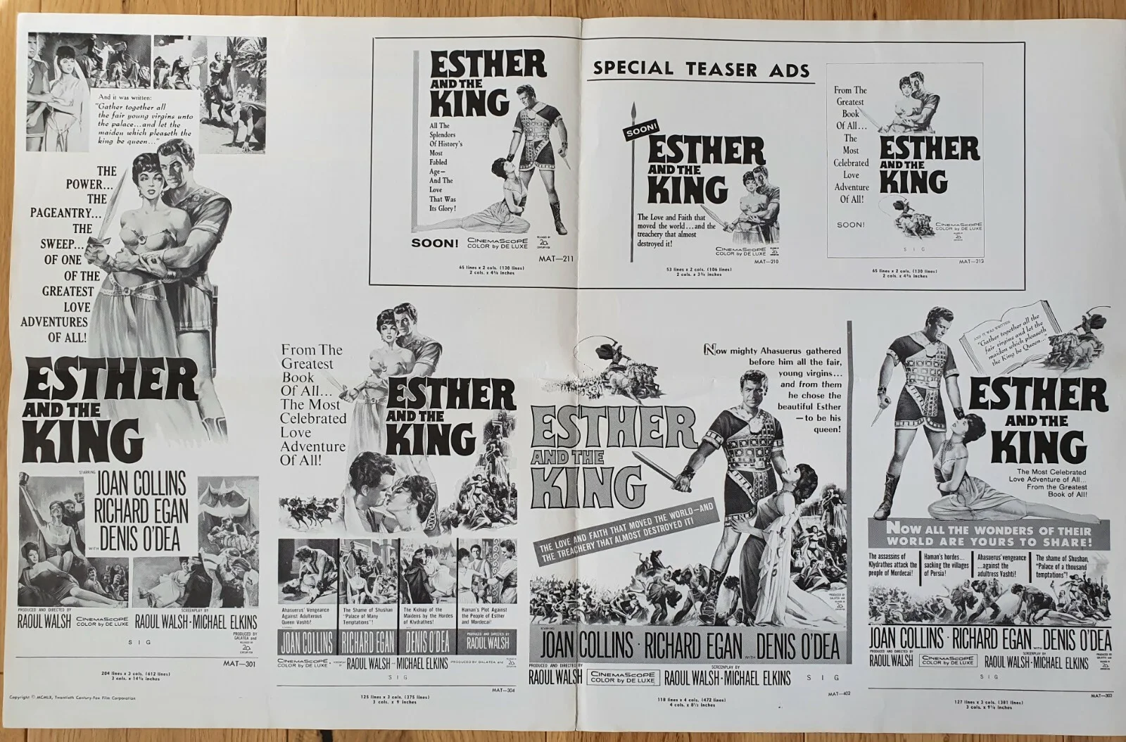 ESTHER & THE KING - 3 VINTAGE 1960 JOAN COLLINS PRESSBOOKS - US, FRANCE, GERMANY, изображение 3