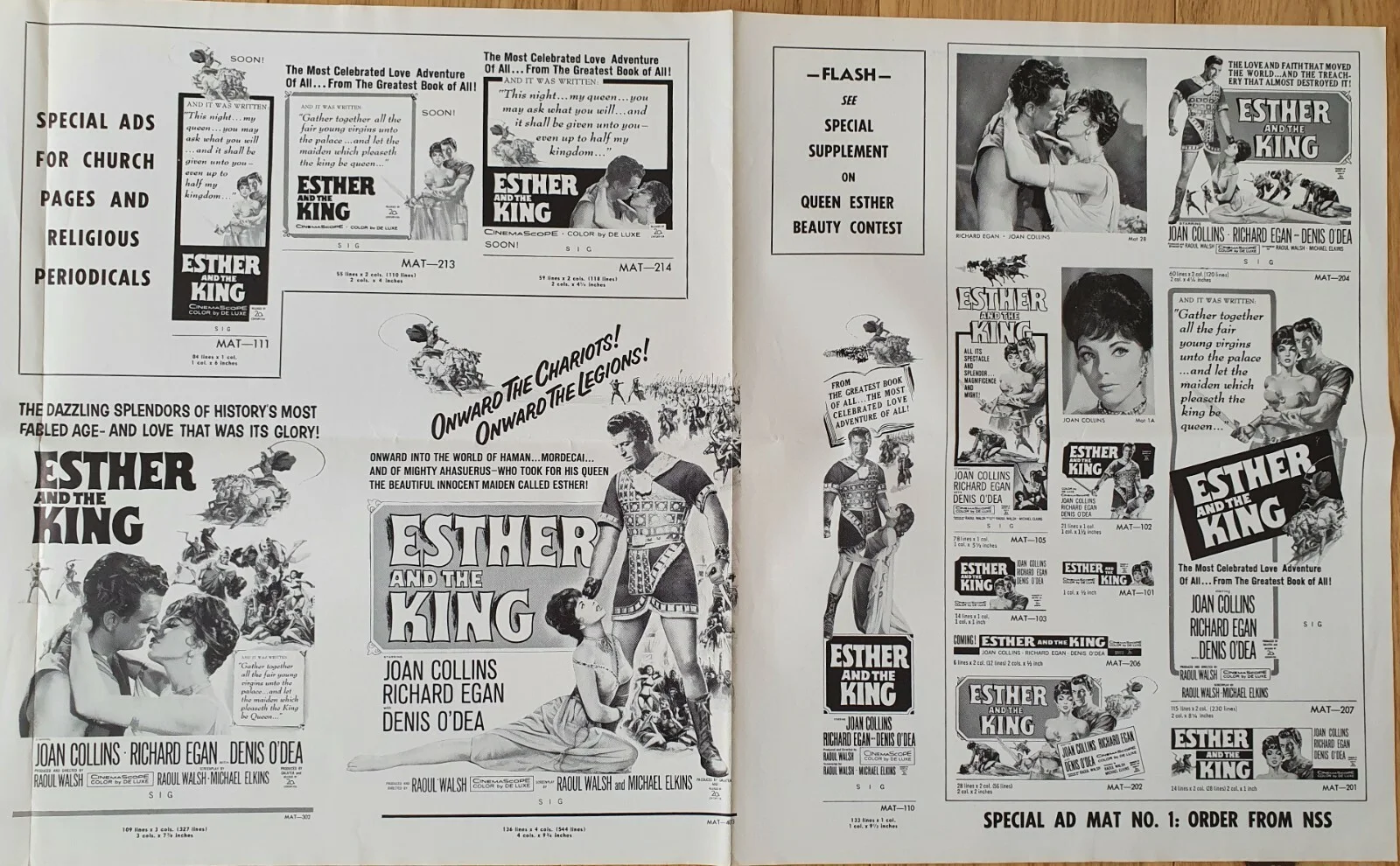 ESTHER & THE KING - 3 VINTAGE 1960 JOAN COLLINS PRESSBOOKS - US, FRANCE, GERMANY, изображение 4