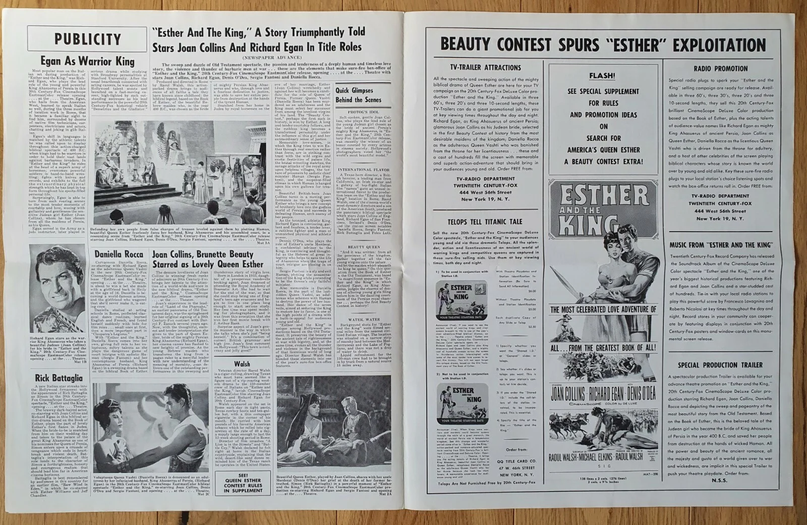 ESTHER & THE KING - 3 VINTAGE 1960 JOAN COLLINS PRESSBOOKS - US, FRANCE, GERMANY, изображение 5