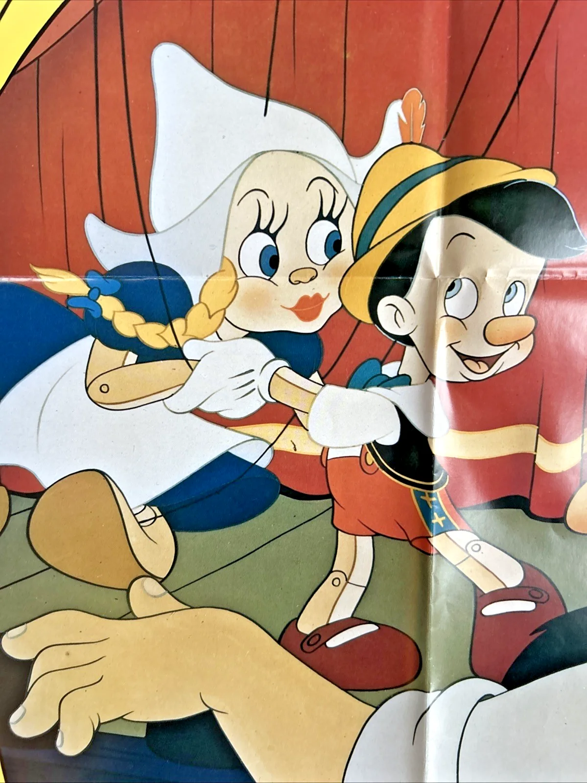 Pinocchio UK Double Crown Poster - 1986 Disney RR - Dutch Puppet & Stromboli, image 2