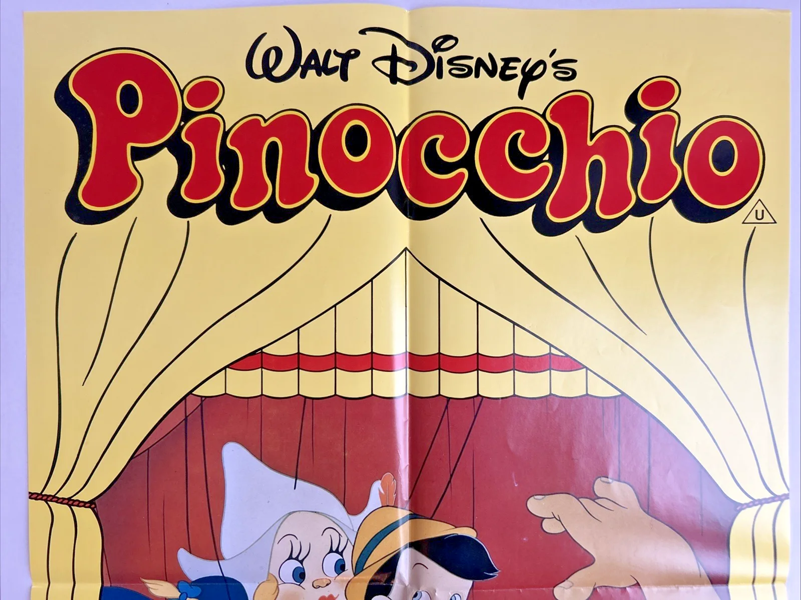 Pinocchio UK Double Crown Poster - 1986 Disney RR - Dutch Puppet & Stromboli, image 4