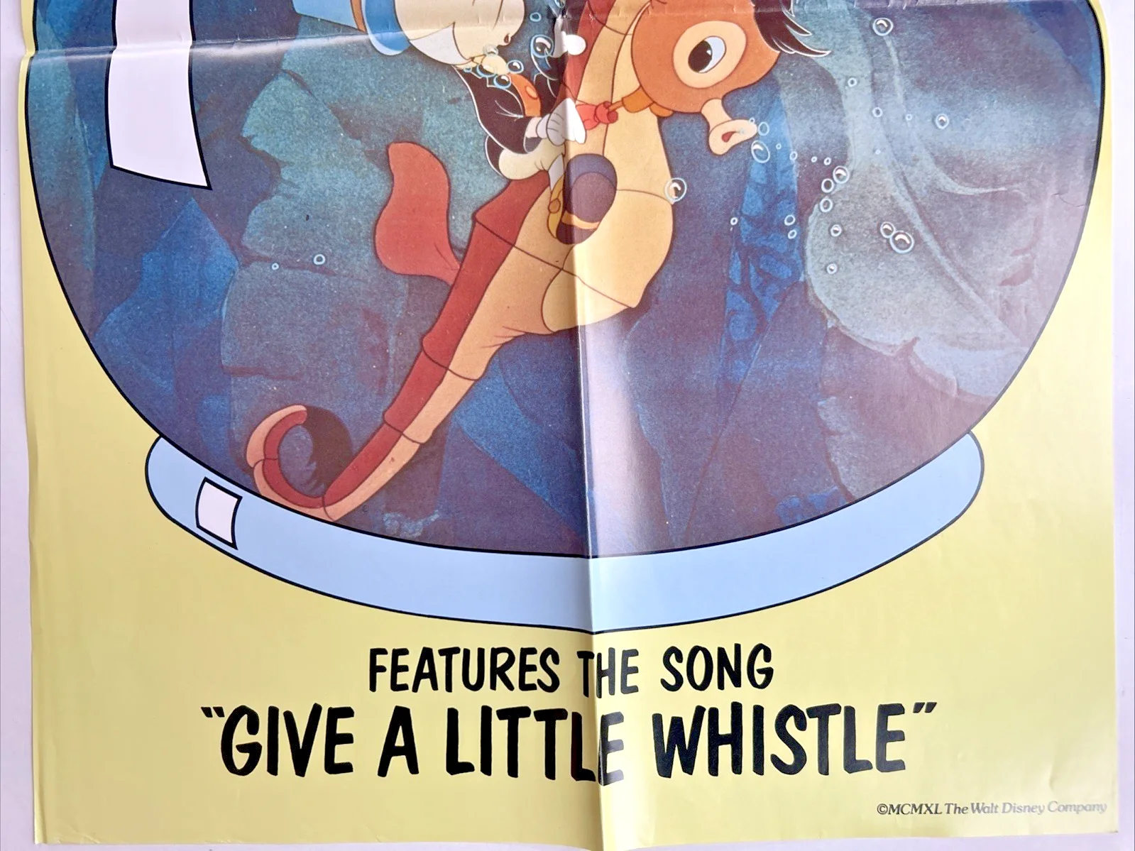 Pinocchio UK Double Crown Poster - 1986 Disney RR - Jiminy Cricket on Sea Horse, изображение 4