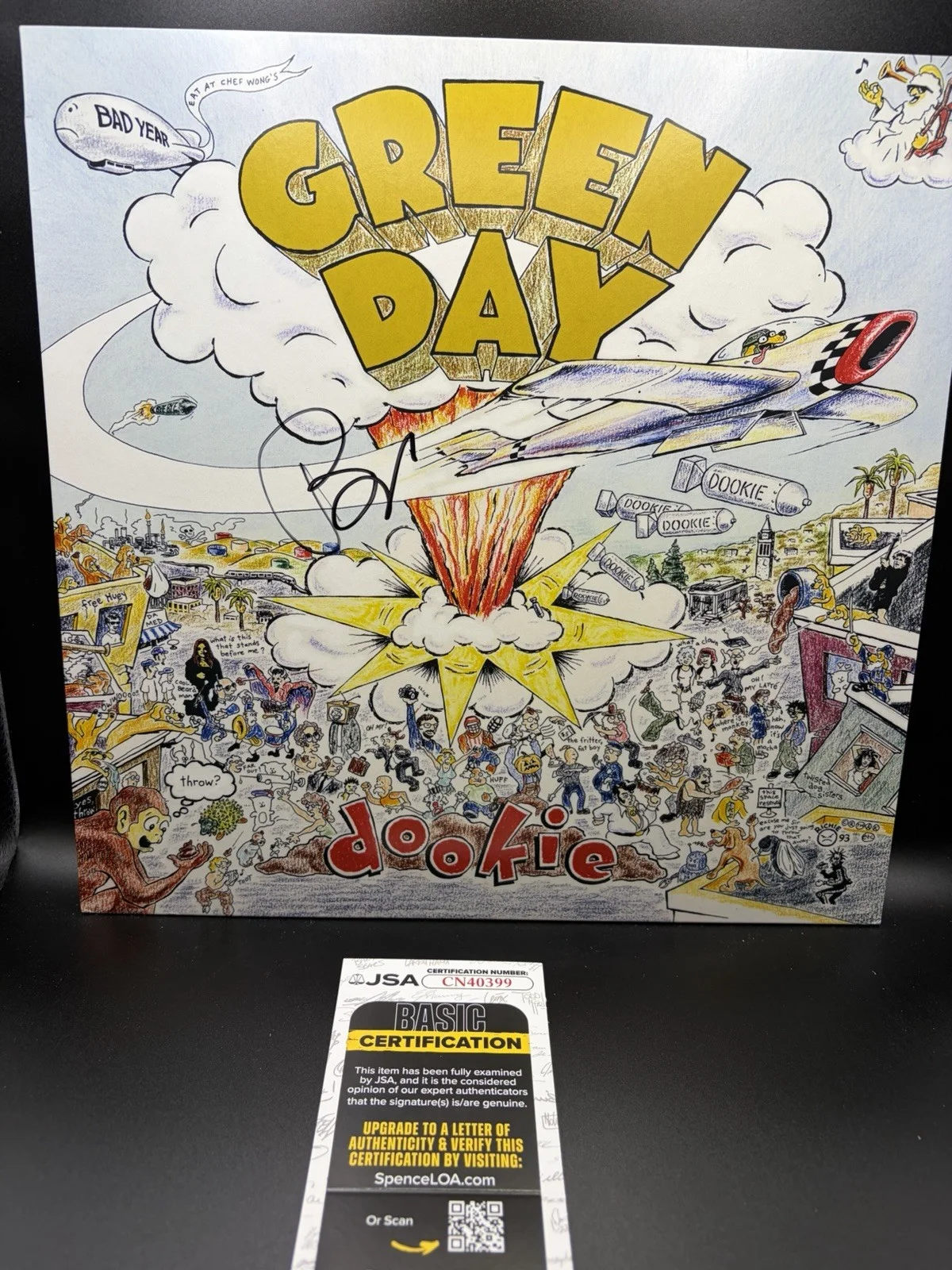 BILLIE JOE ARMSTRONG — BILLIE JOE ARMSTRONG SIGNED AUTO GREEN DAY DOOKIE ALBUM VINYL LP JSA Coa