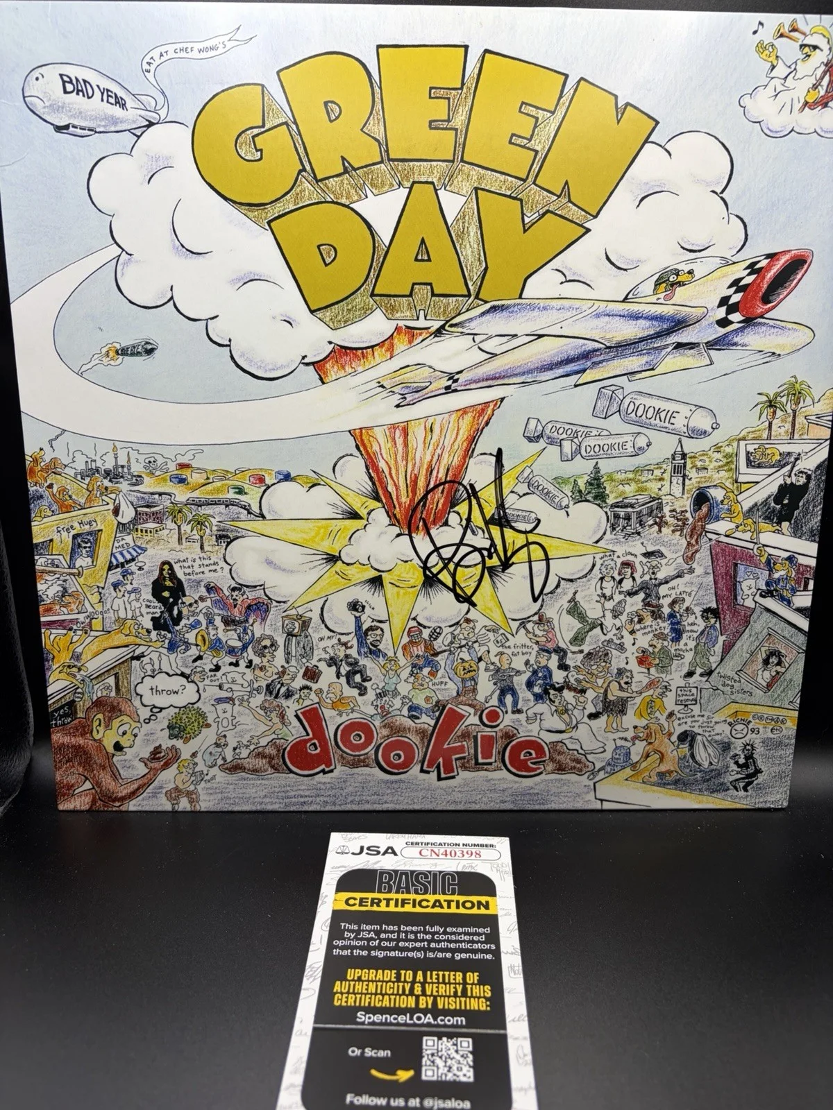 BILLIE JOE ARMSTRONG — BILLIE JOE ARMSTRONG SIGNED AUTO GREEN DAY DOOKIE ALBUM VINYL LP JSA Coa