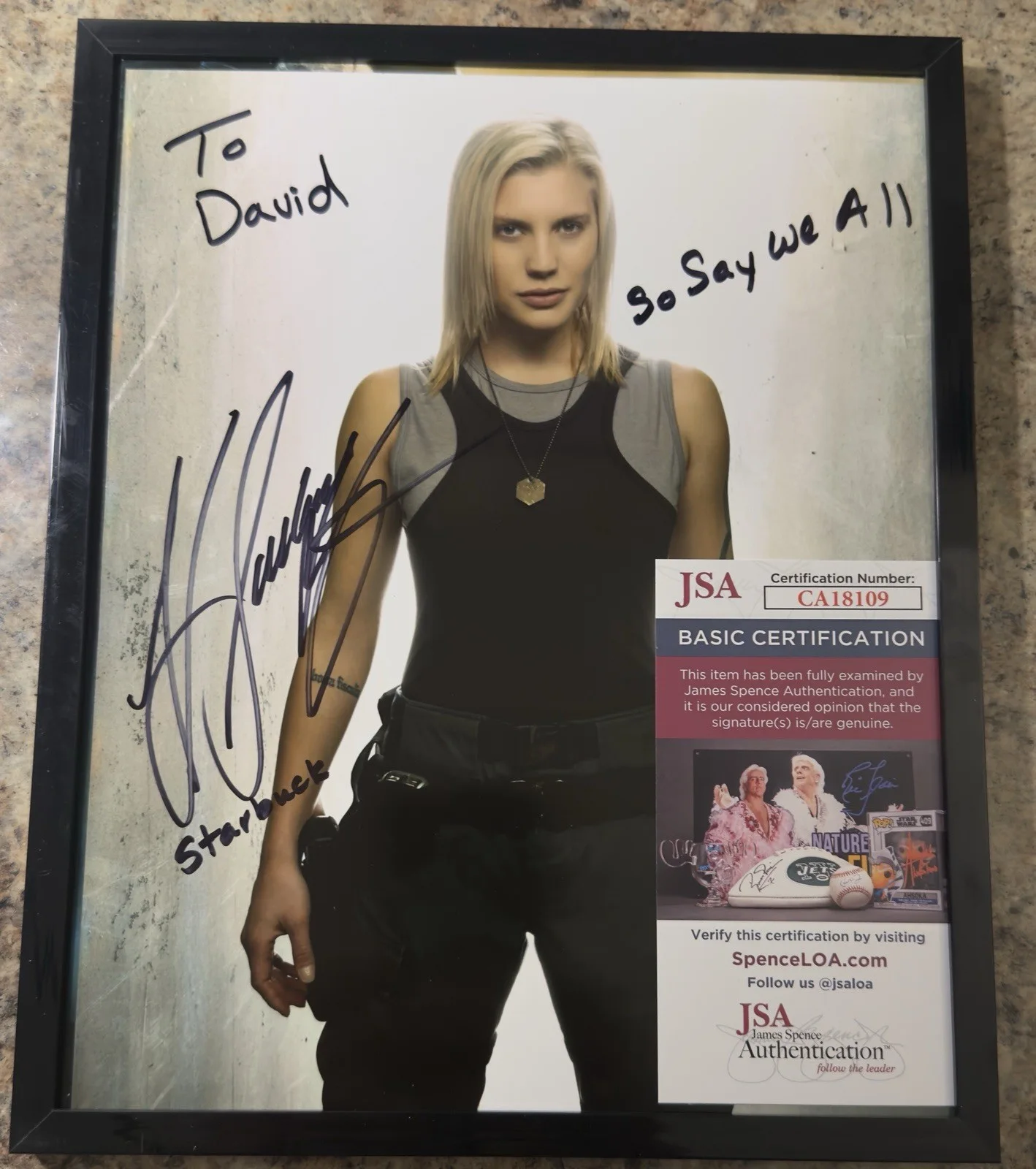 Katee Sackhoff Signed To David Celebrity Autograph 8x10 Battlestar Galactica, image 2